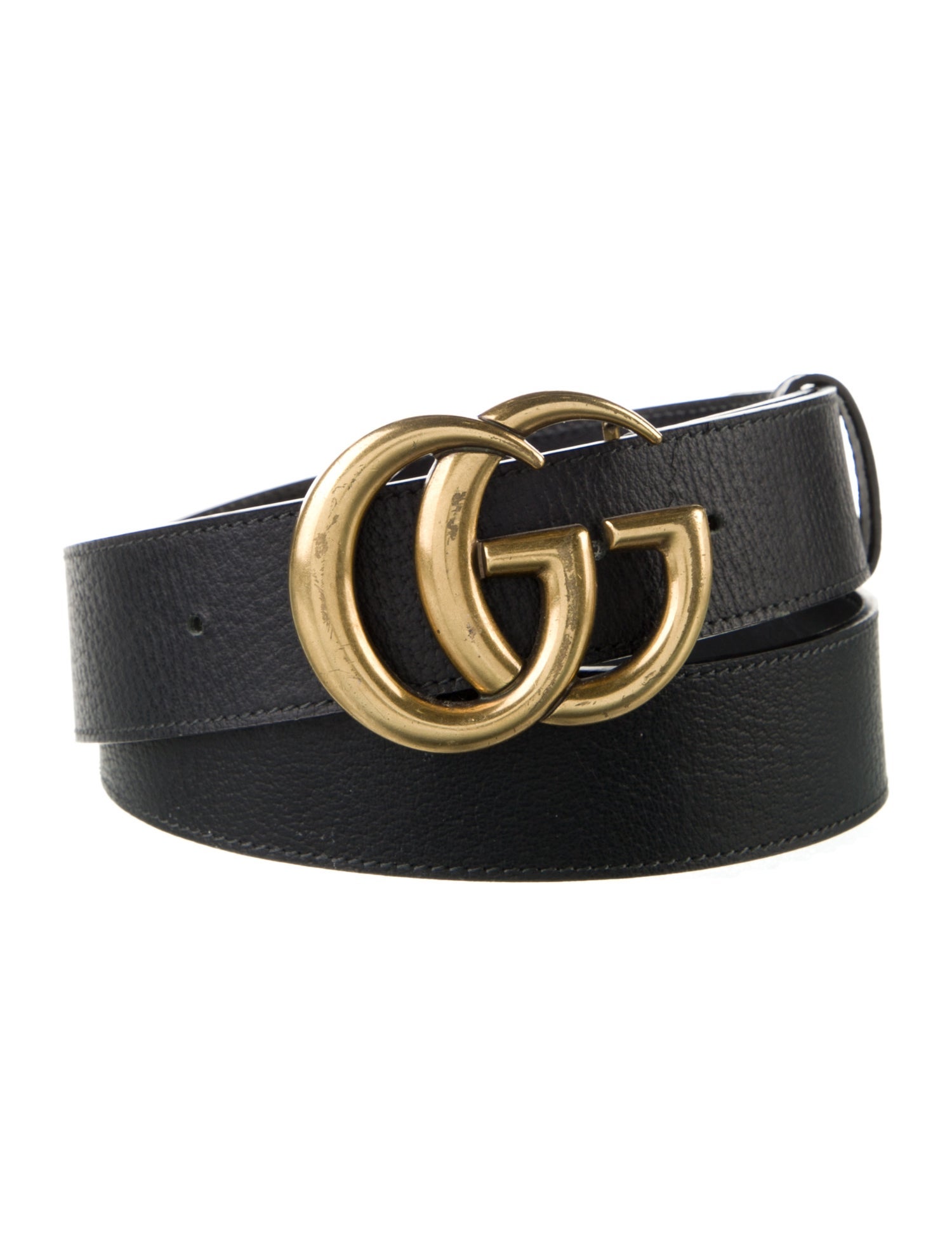 Gucci Double G Logo Leather Belt