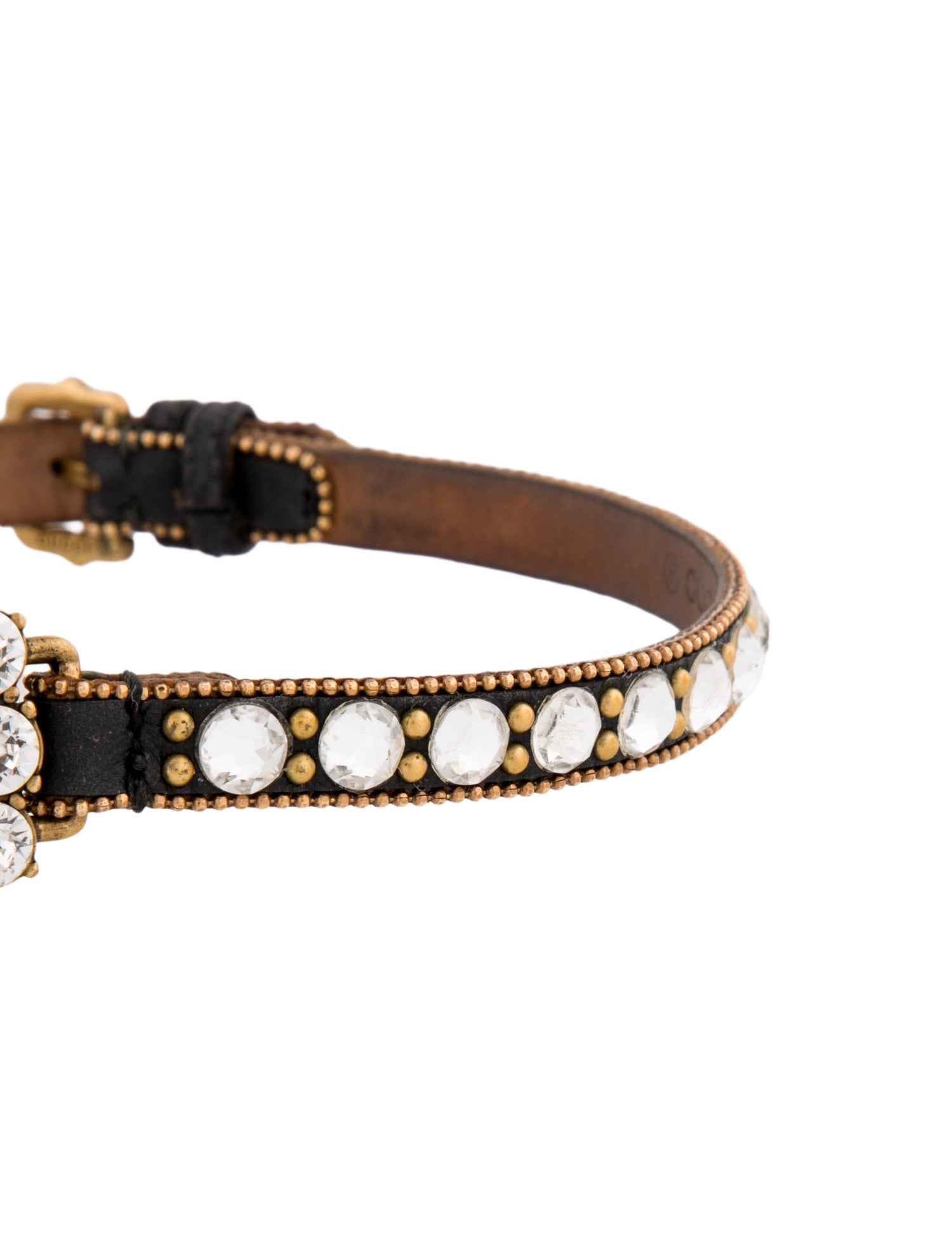 Gucci Leather & Crystal Double G Choker Necklace