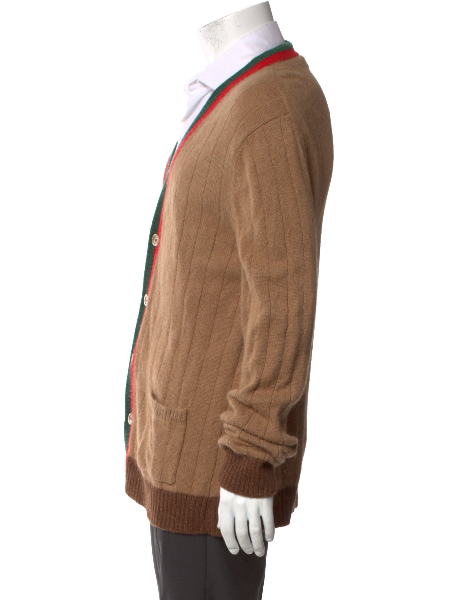 Gucci Web Accent Camel Hair Cardigan