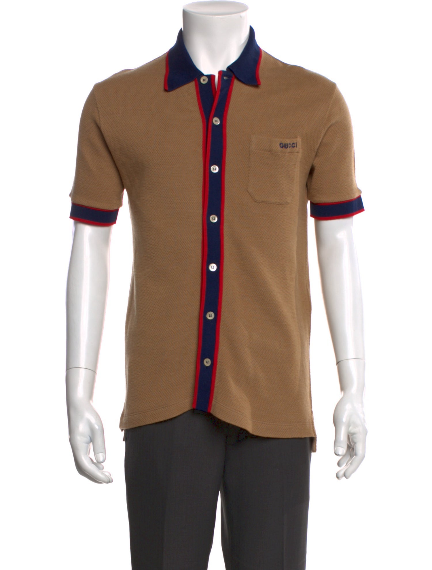 Gucci Web Accent Wool Polo Sweater