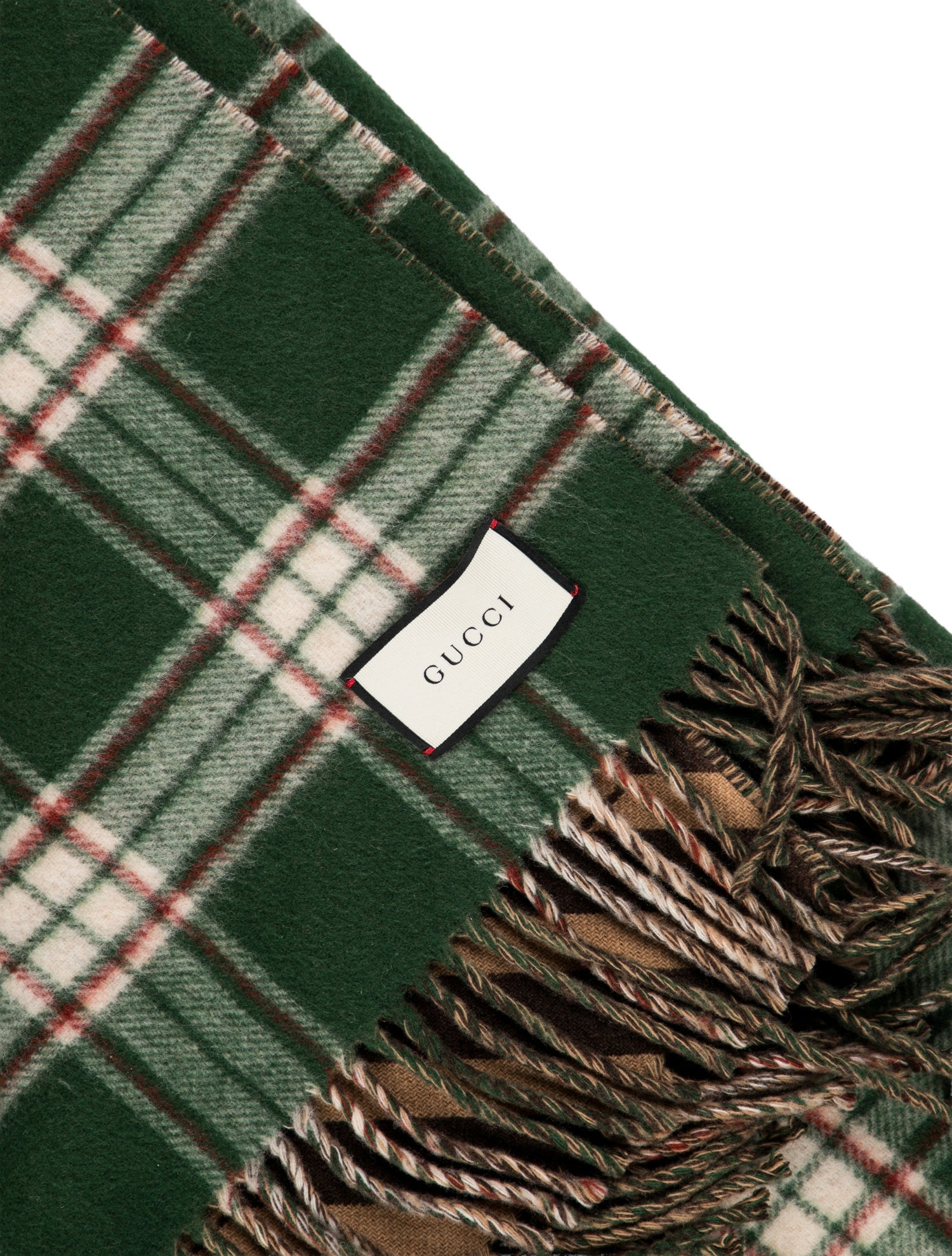 Gucci GG Tartan Plaid Wool Throw Blanket