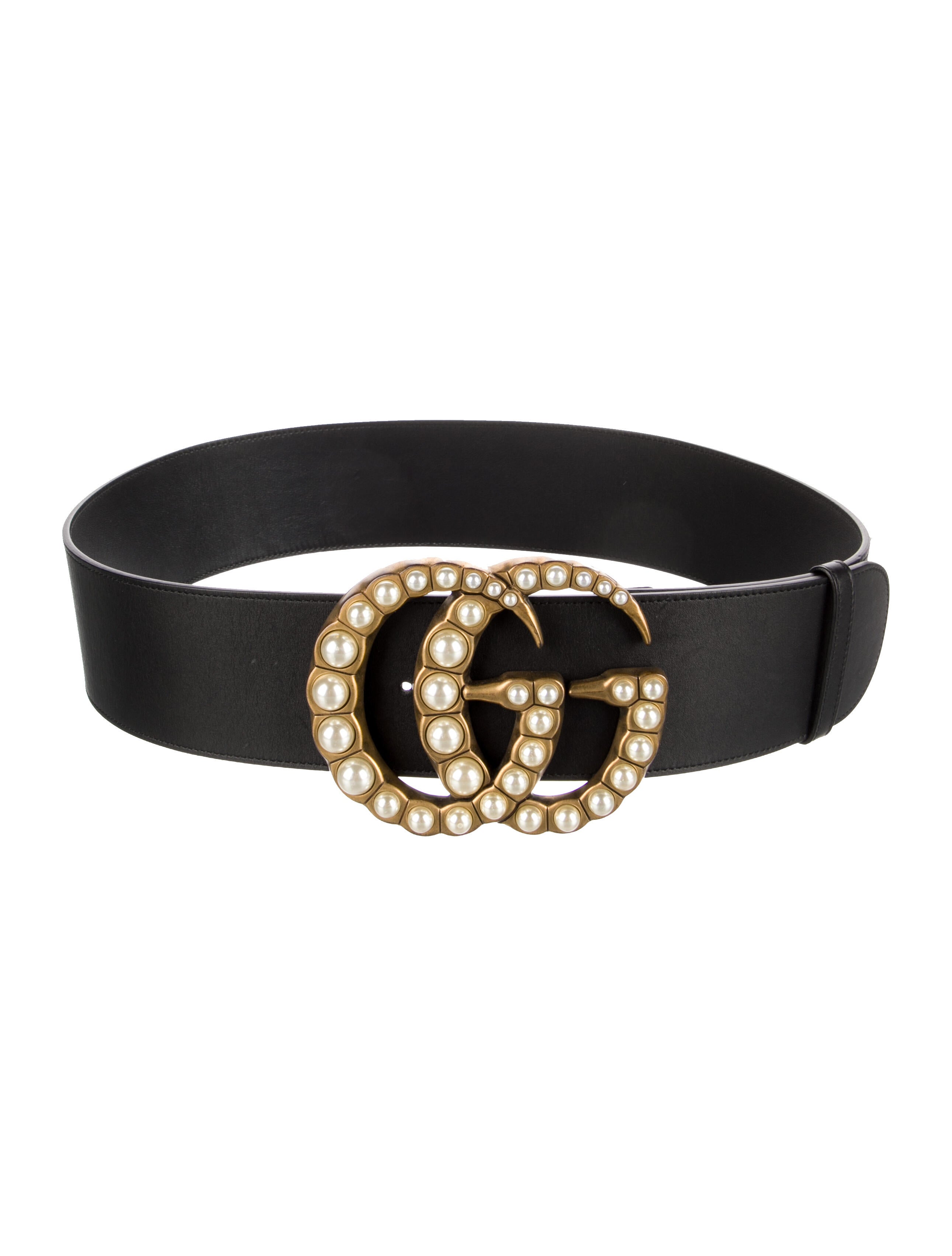 Gucci Faux Pearl Accents Wide Waist Belt