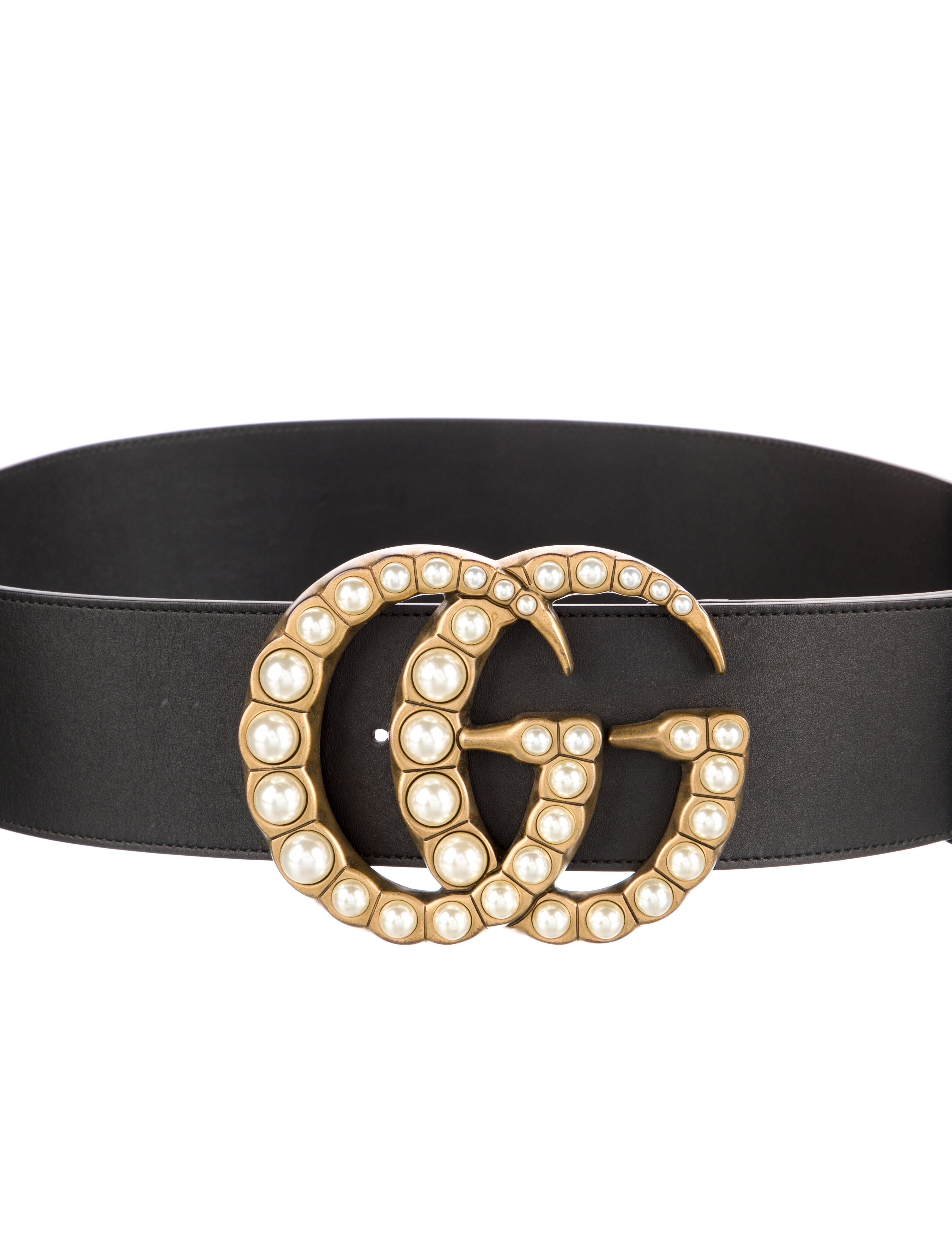 Gucci Faux Pearl Accents Wide Waist Belt