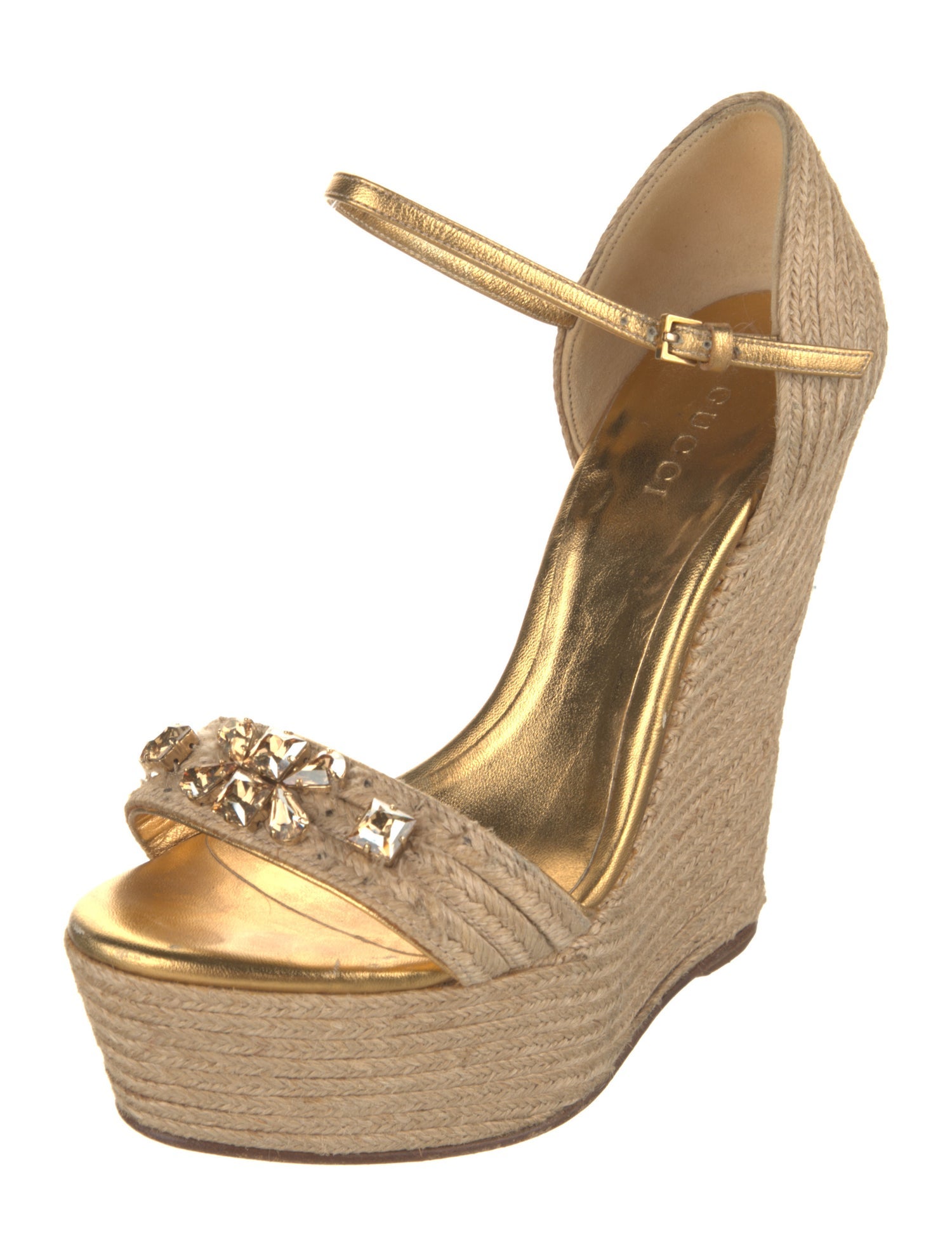 Gucci Jute Colorblock Pattern Espadrilles