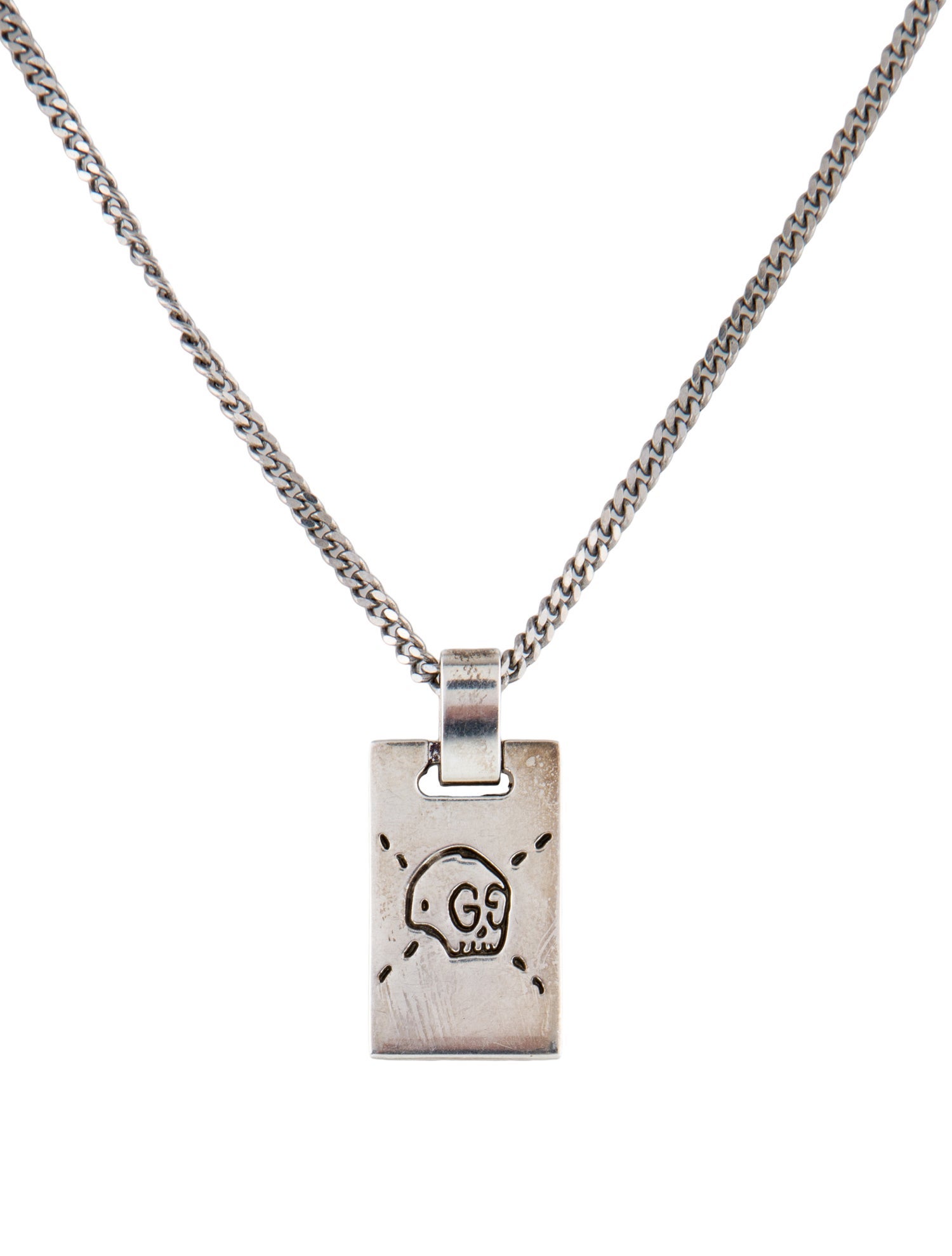 Gucci Ghost Dog Tag Pendant Necklace