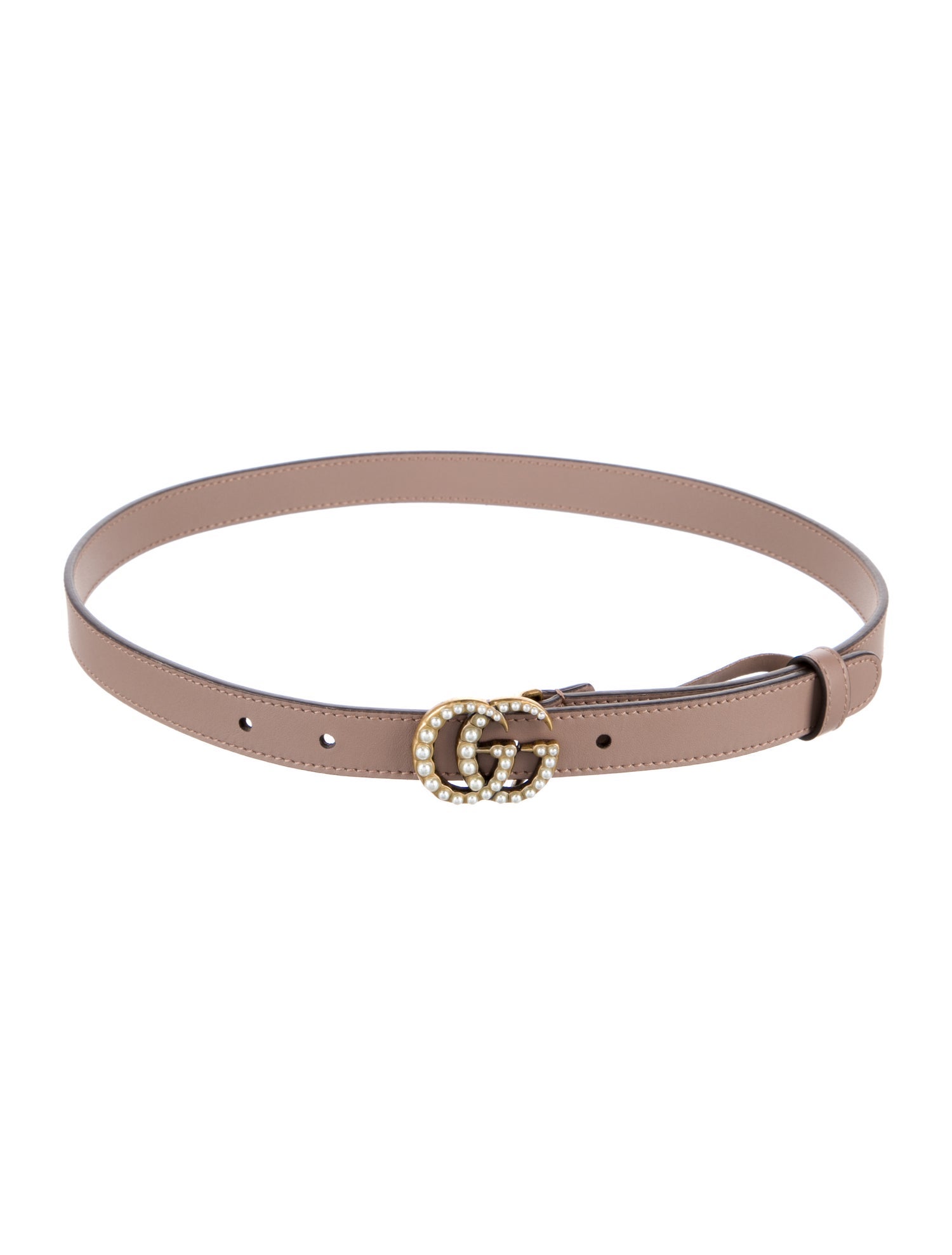 Gucci Faux Pearl Accents Skinny Belt