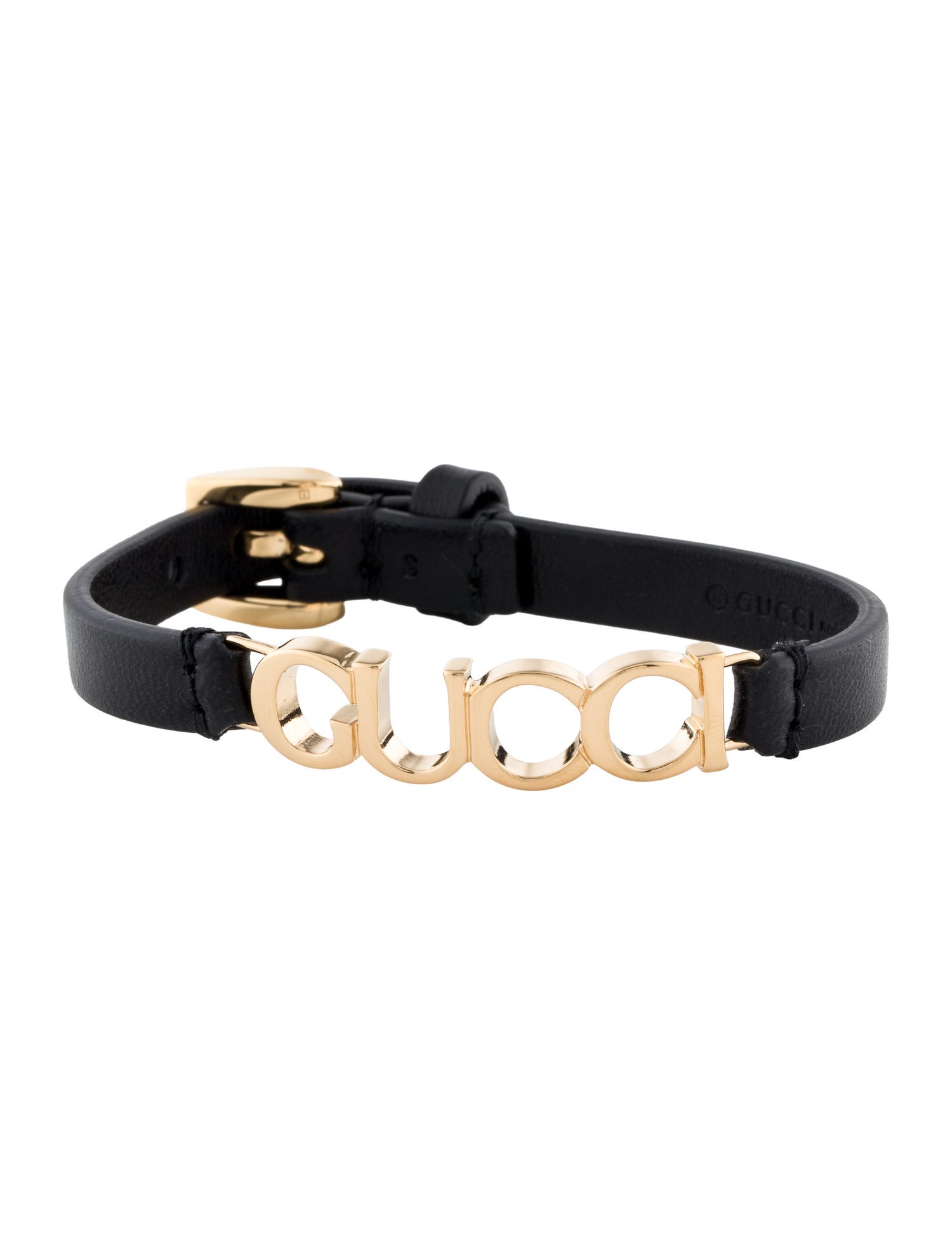 Gucci Leather Script Wrap Bracelet