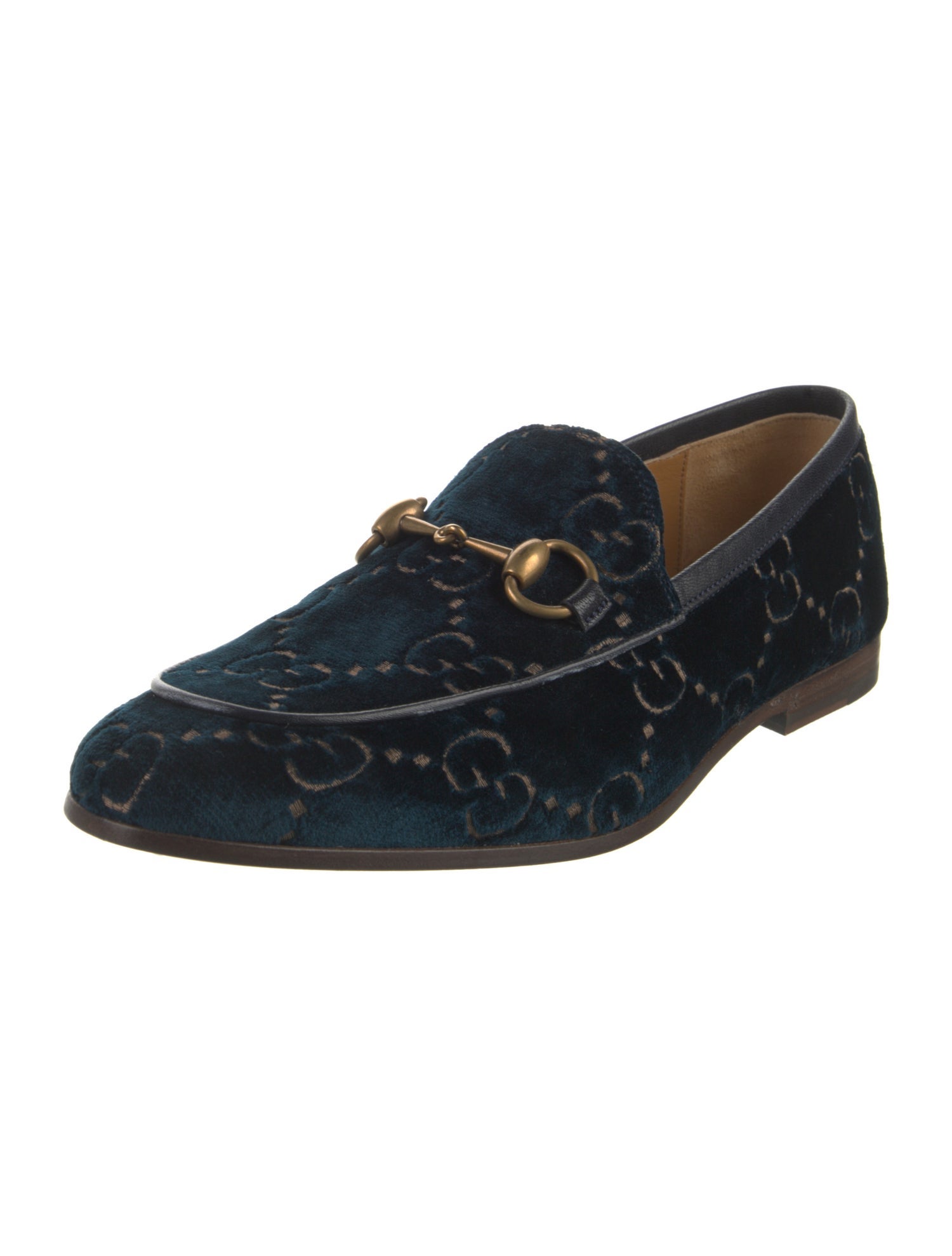 Gucci Velvet GG Supreme Jordaan Horsebit Loafers Horsebit Accent Loafers