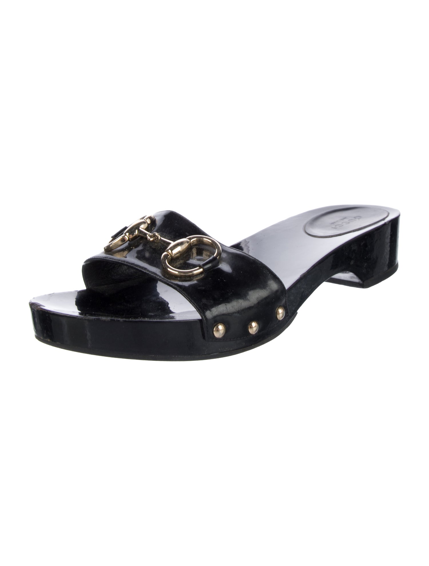 Gucci Horsebit Accent Patent Leather Slides