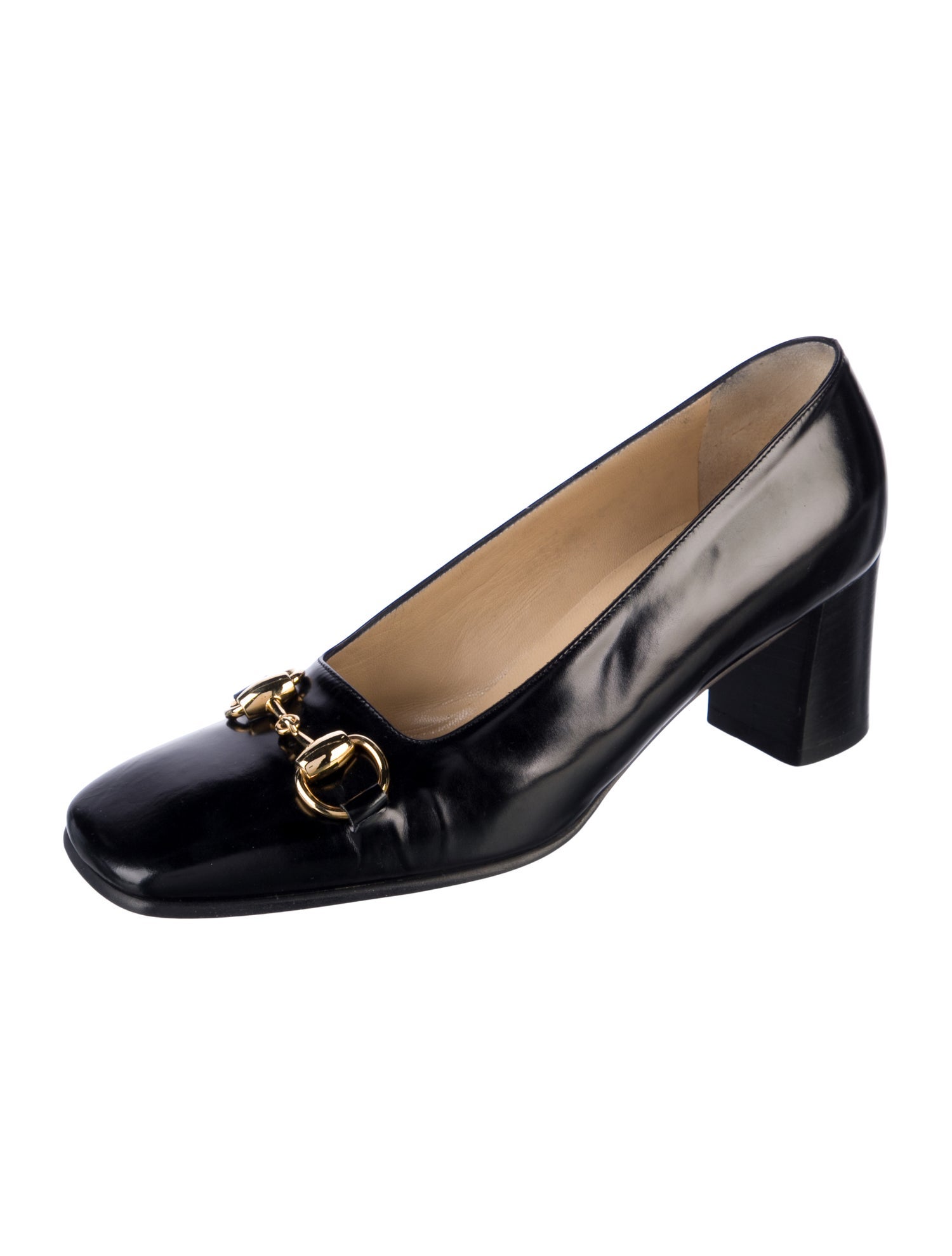 Gucci Horsebit Accent Patent Leather Pumps