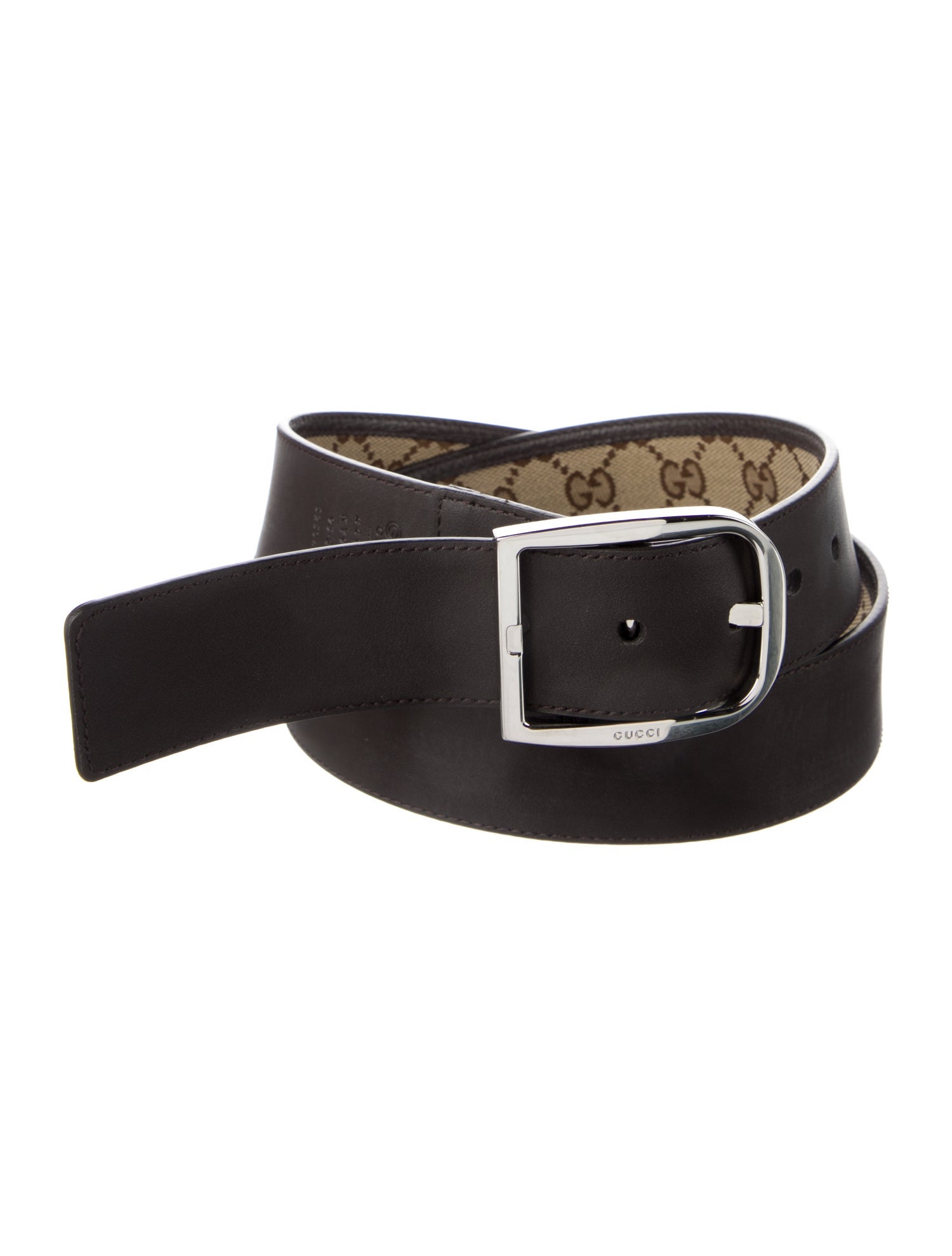 Gucci Canvas Leather Trim Embellishment Waist Belt