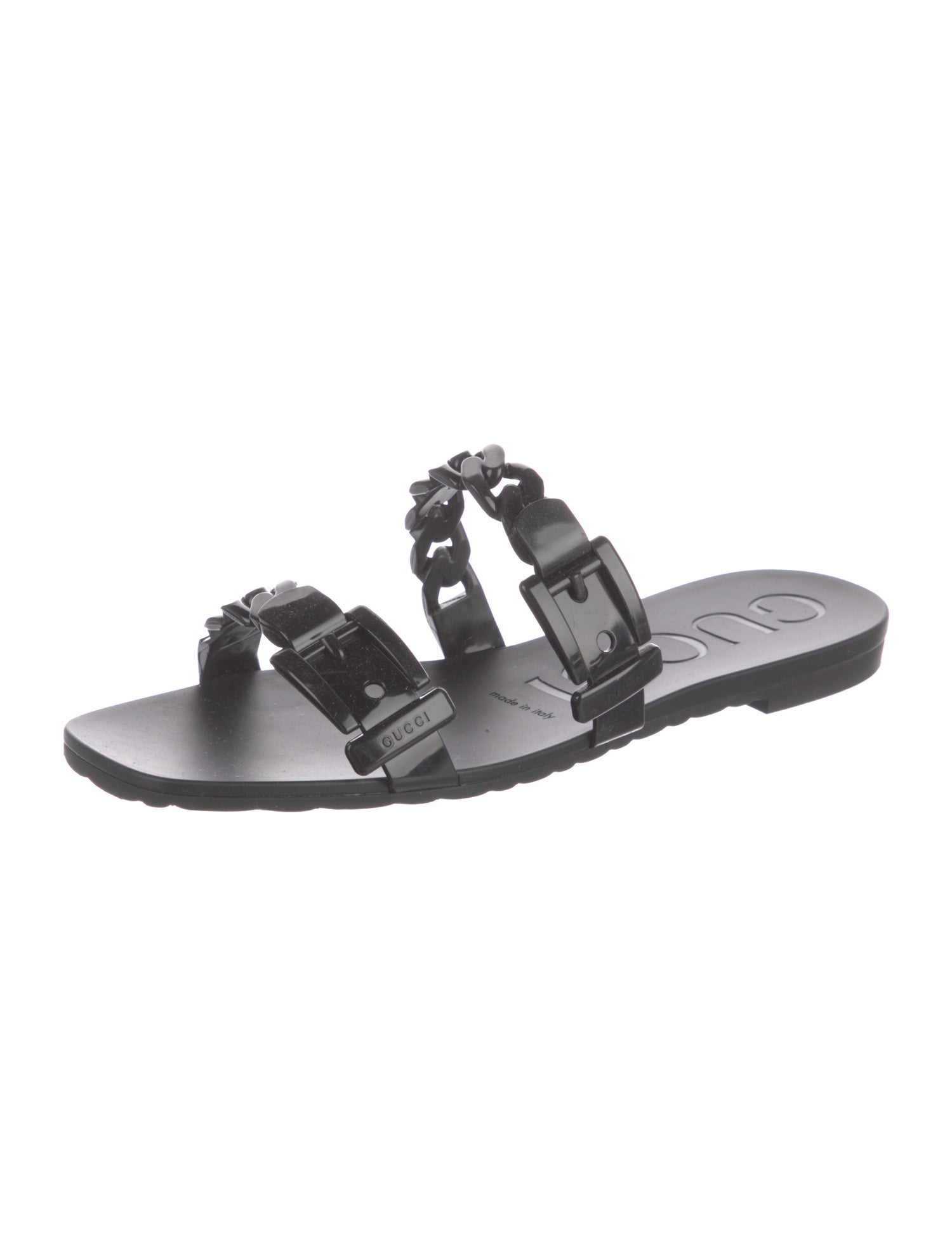 Gucci Rubber Chain-Link Accents Slides