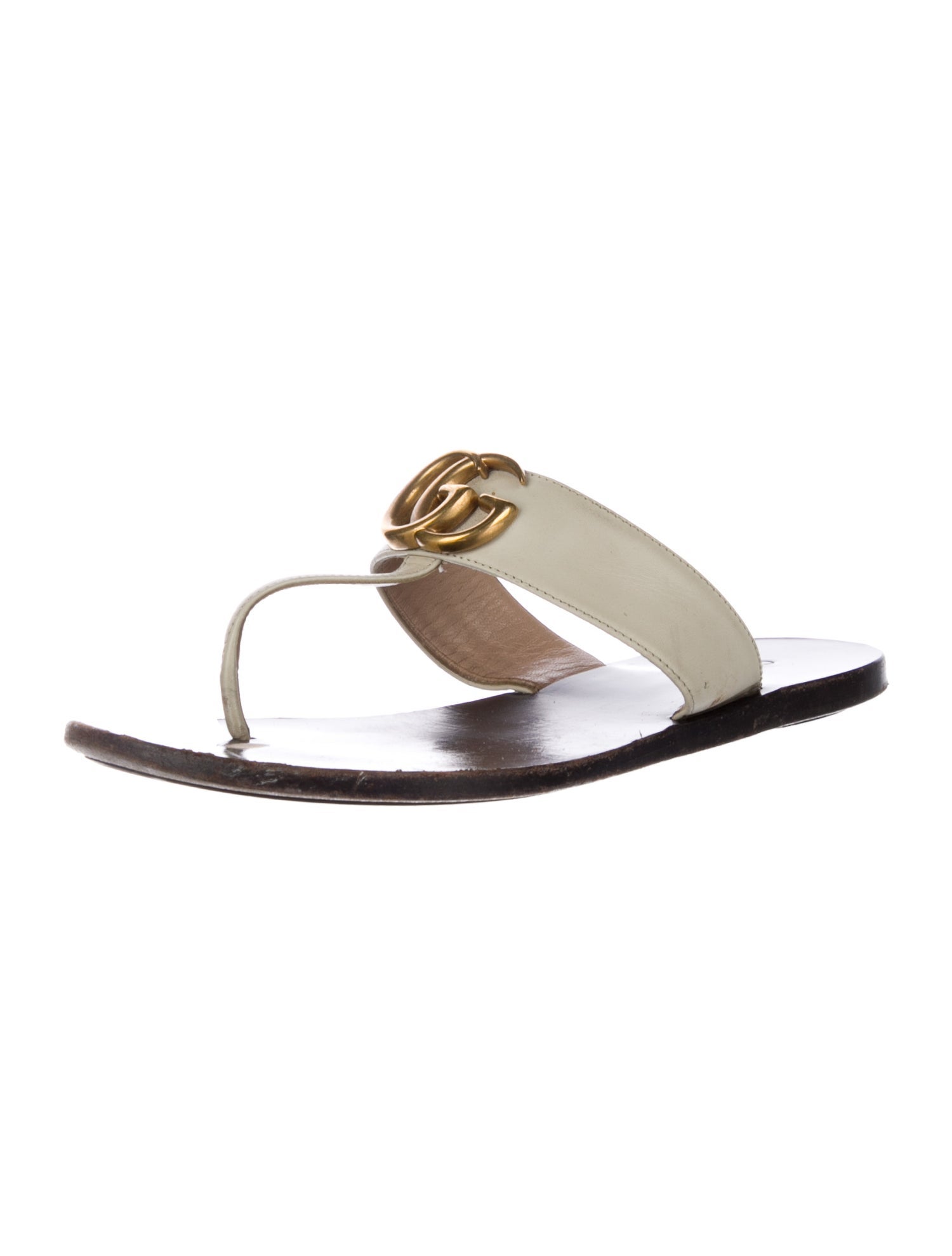 Gucci Double G Logo Leather Slides