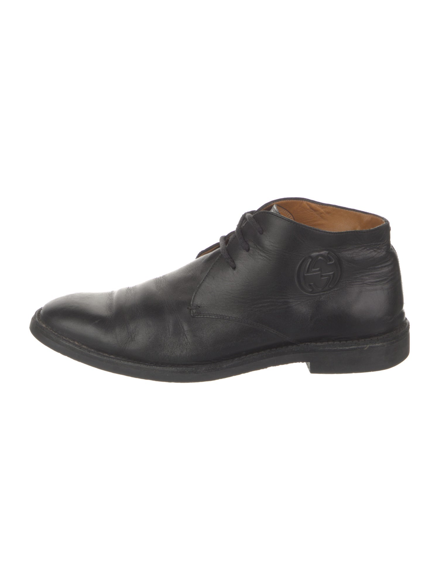 Gucci Interlocking G Logo Leather Lace-Up Boots
