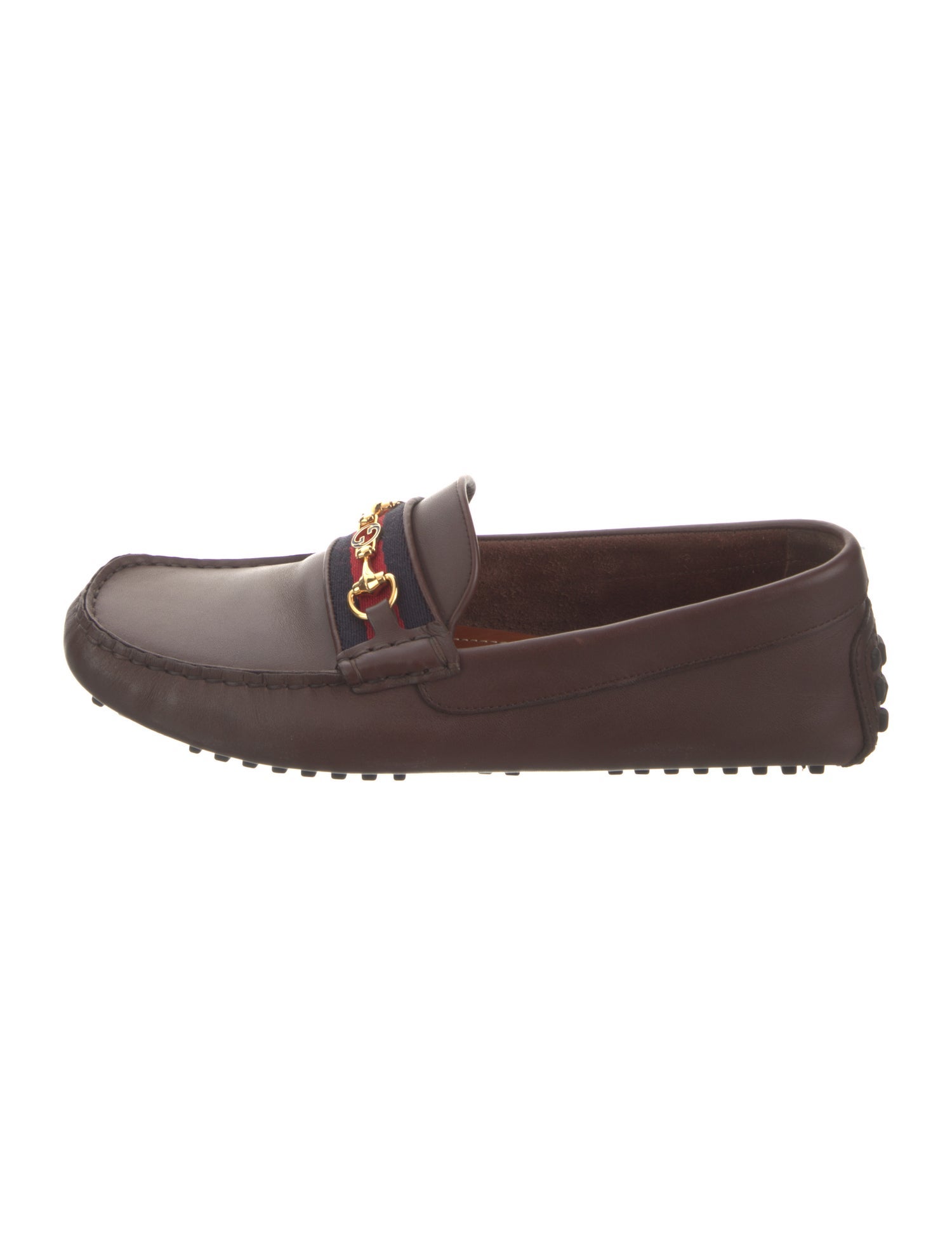 Gucci Sylvie Web Accent Leather Drivers