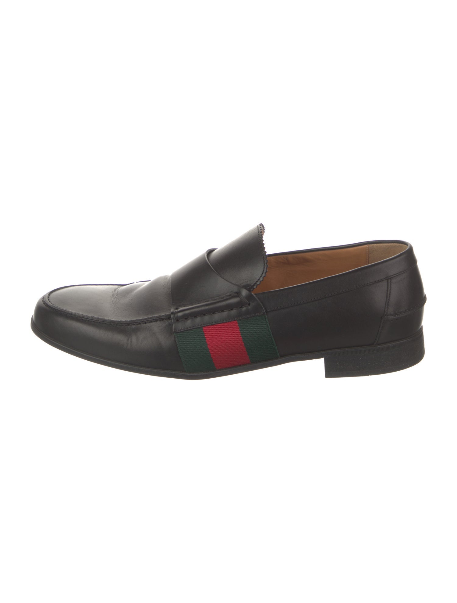 Gucci Web Accent Leather Dress Loafers