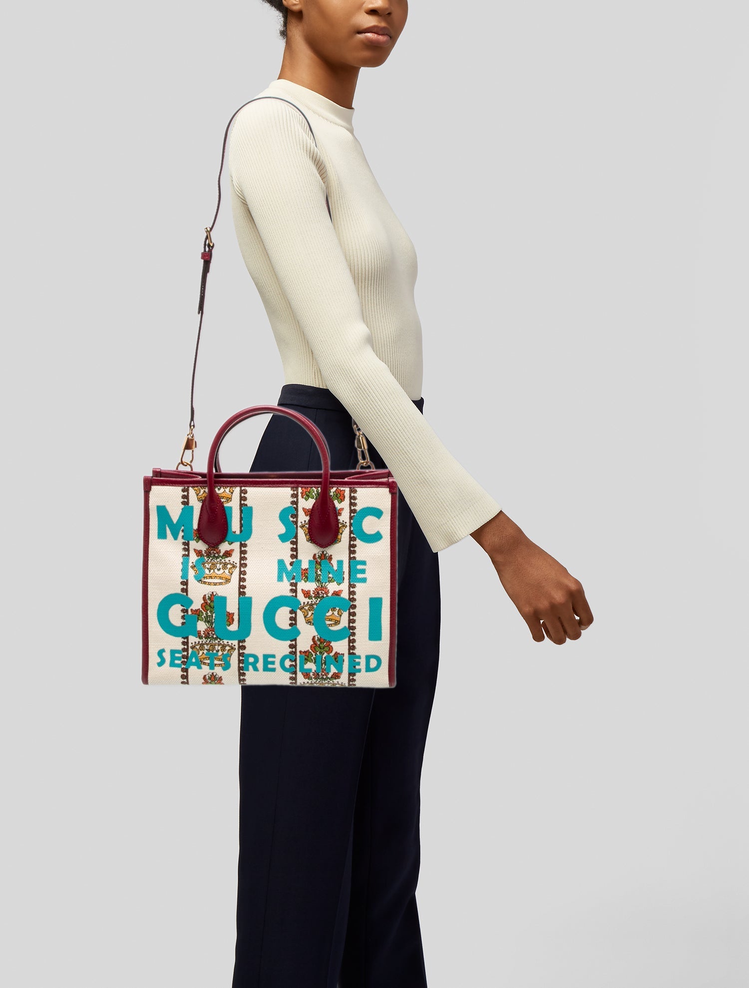 Gucci Canvas 'Music is Mine' 100 Tote Small