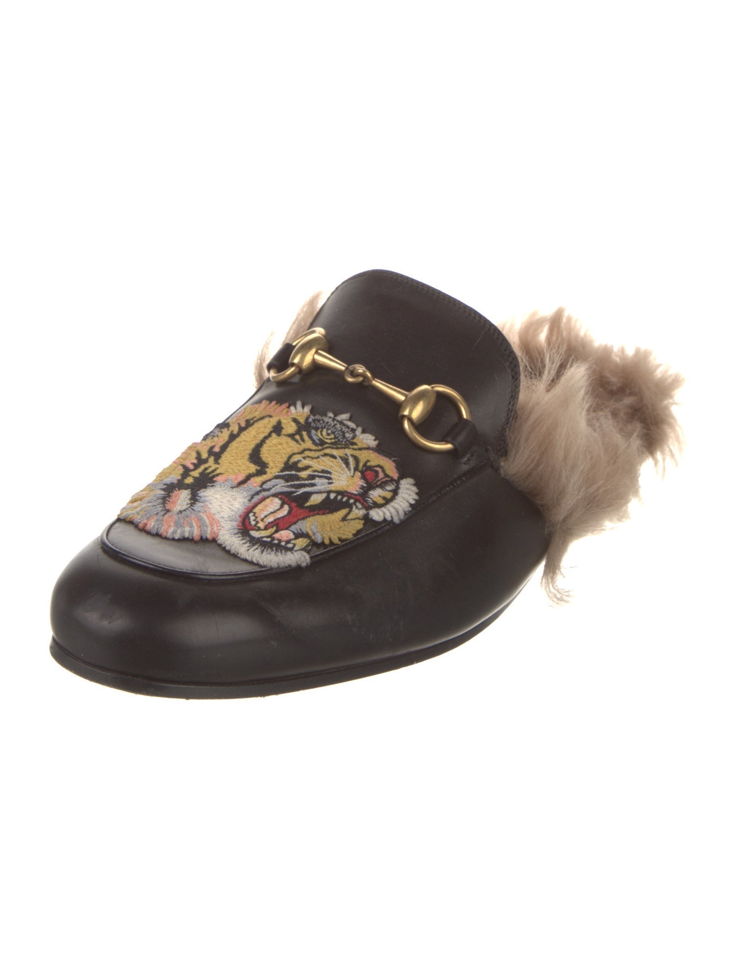 Gucci Leather Graphic Print Mules