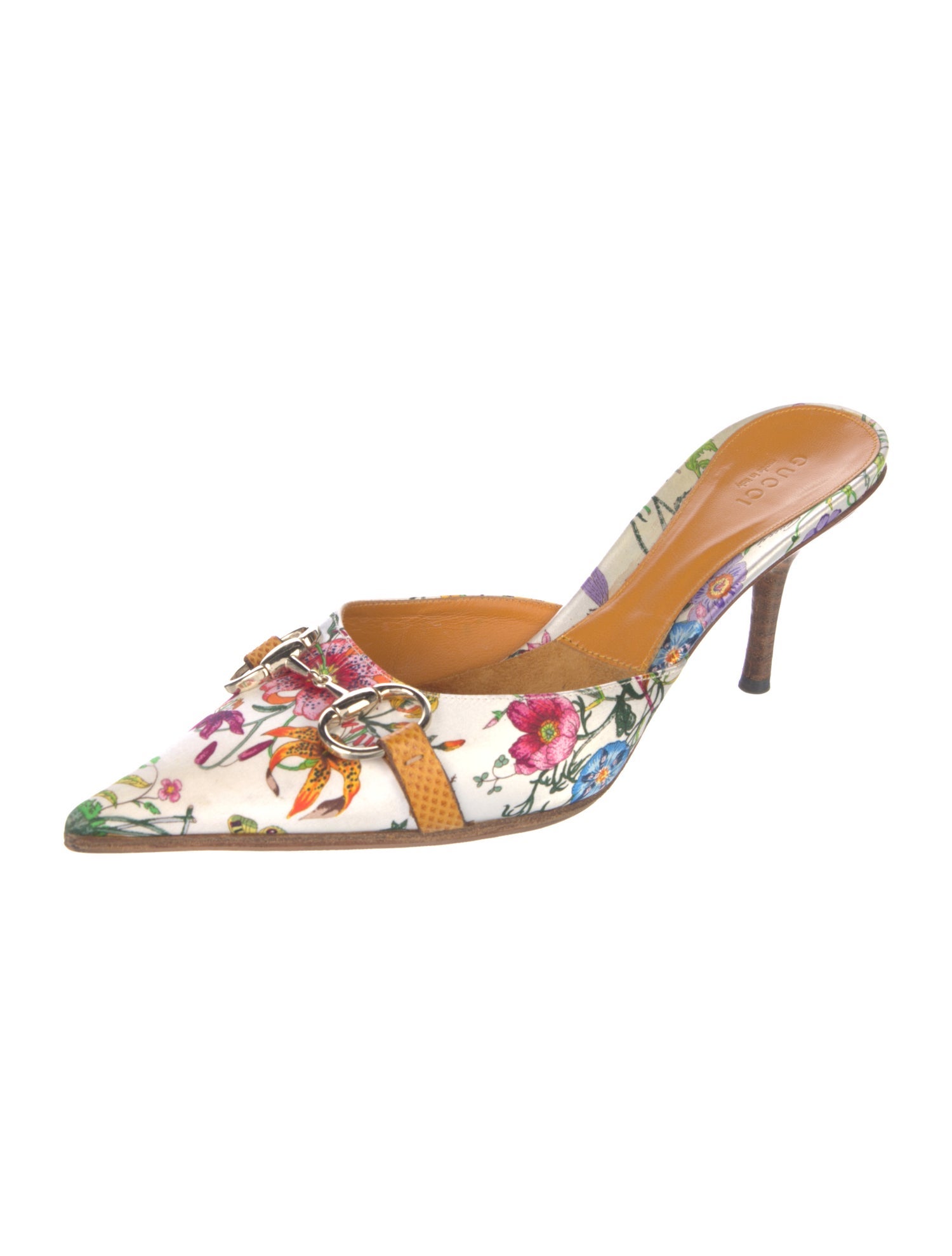 Gucci Horsebit Accent Satin Mules