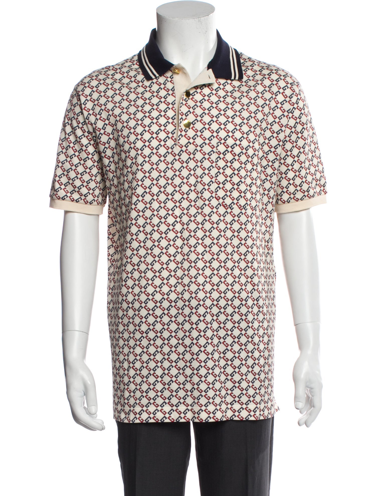Gucci Printed Crew Neck Polo Shirt w/ Tags