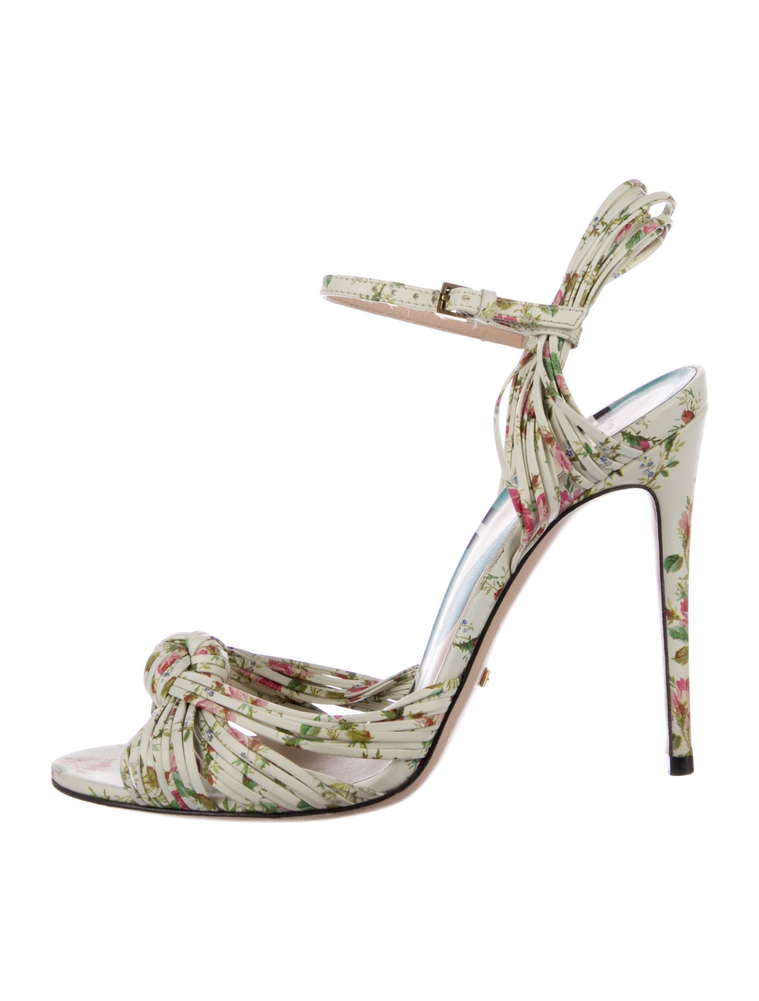 Gucci Leather Floral Print Sandals