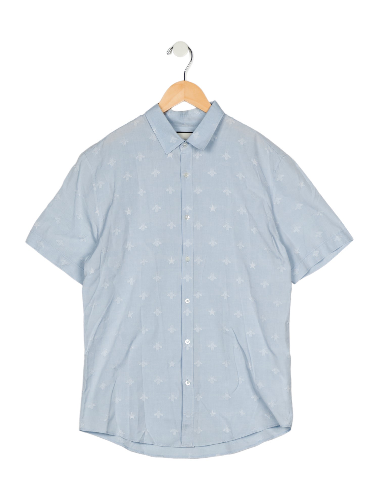 Gucci Blue patterned casual button up short sleeve shirt