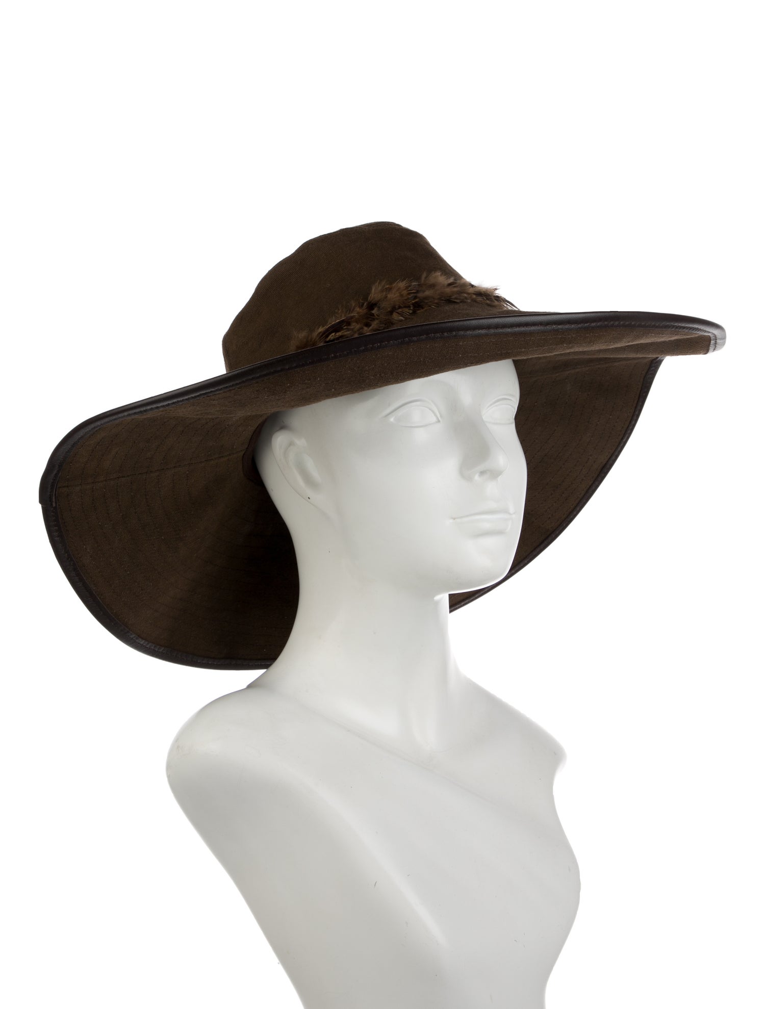 Gucci Feather Trim Canvas Hat