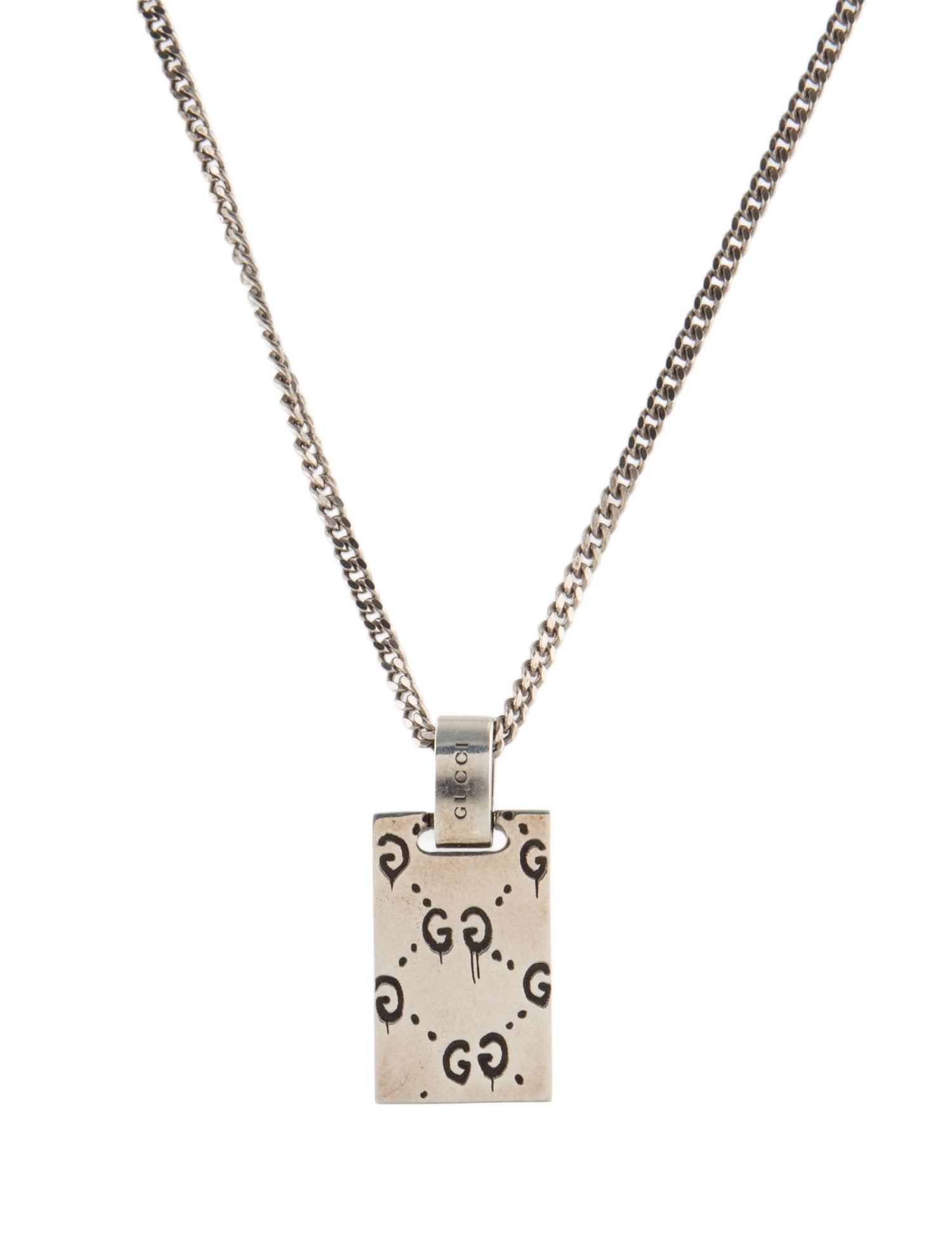 Gucci Ghost Tag Pendant Necklace