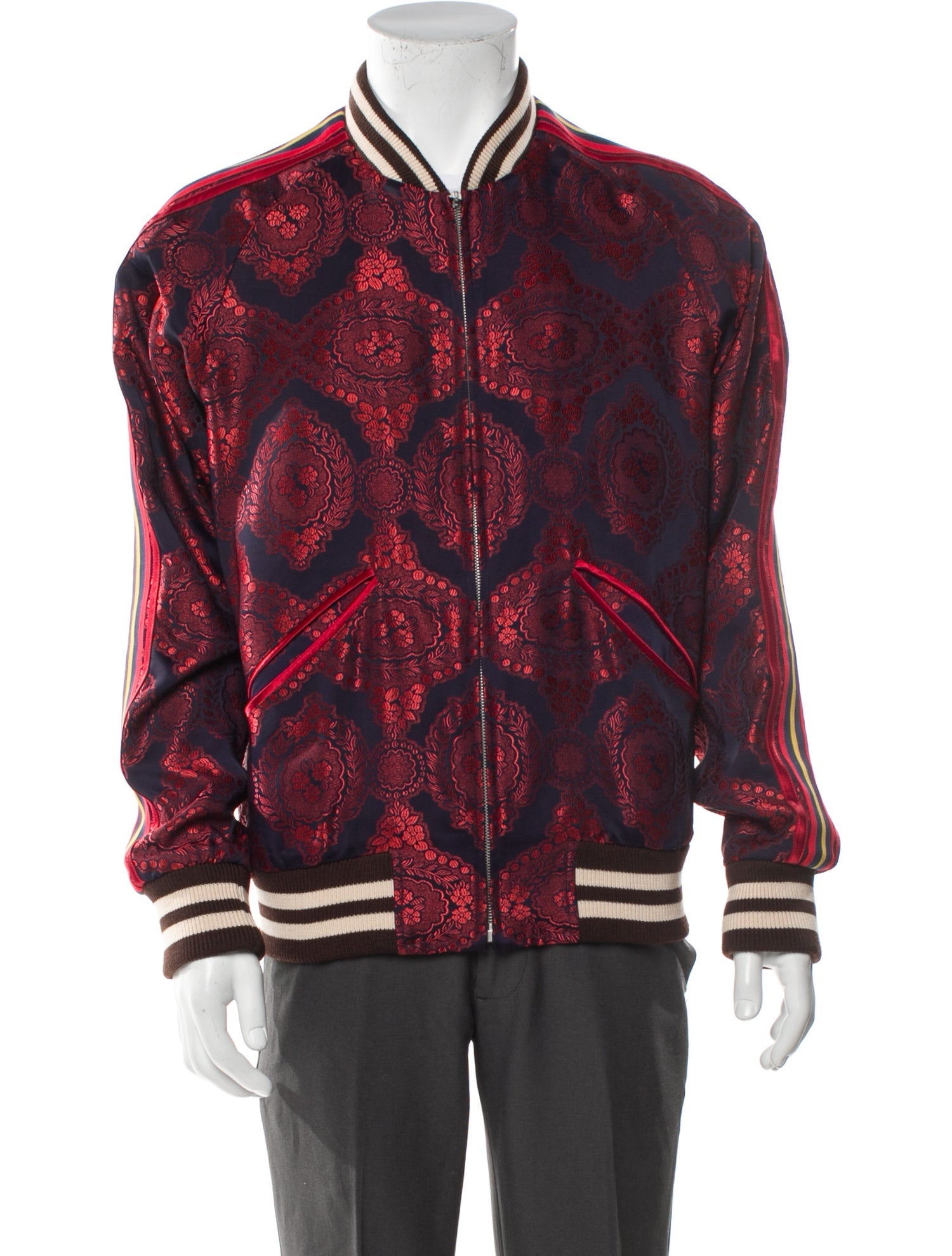 Gucci Web Accent Striped Bomber Jacket