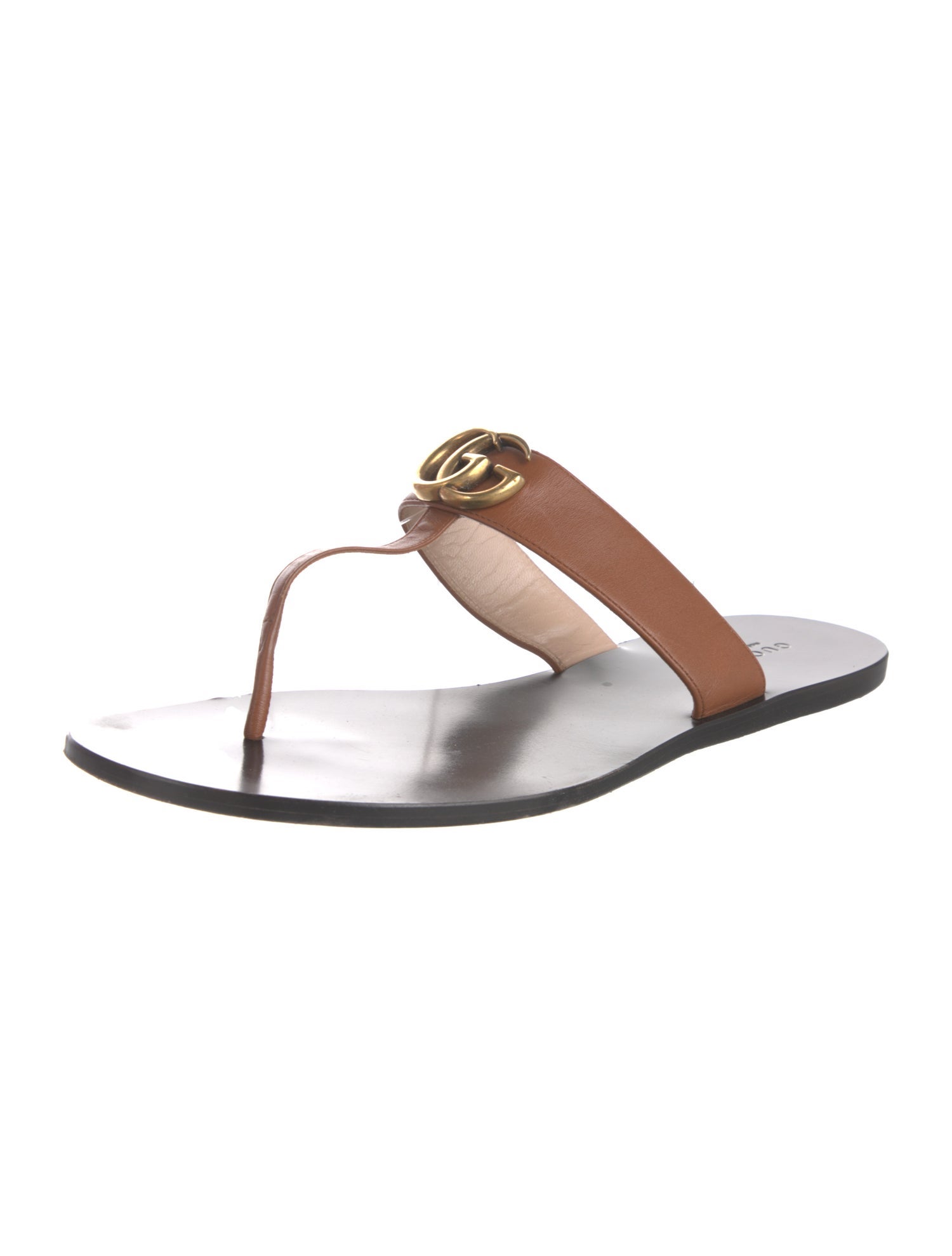 Gucci Double G Logo Leather Sandals