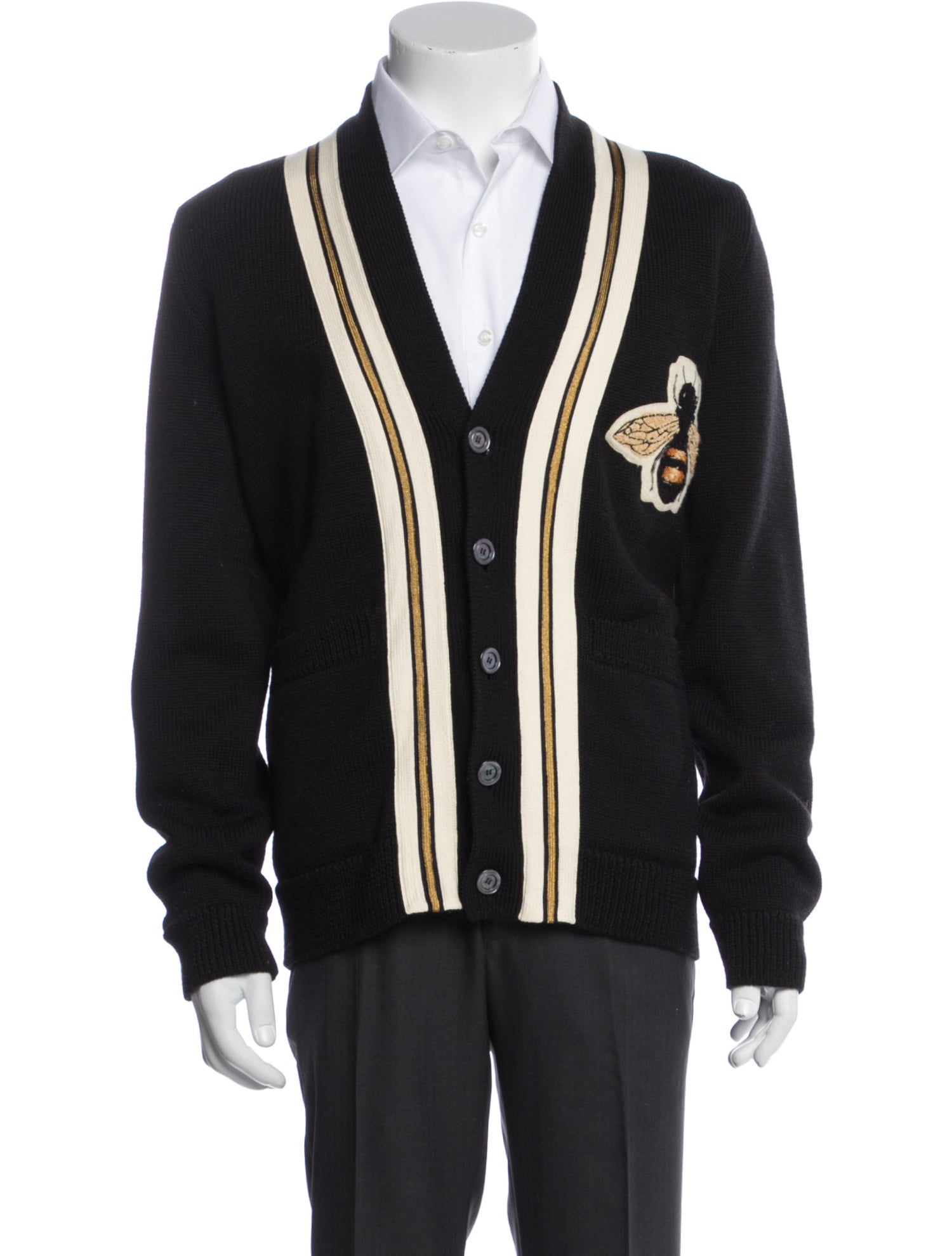 Gucci Bee Accent Wool Cardigan