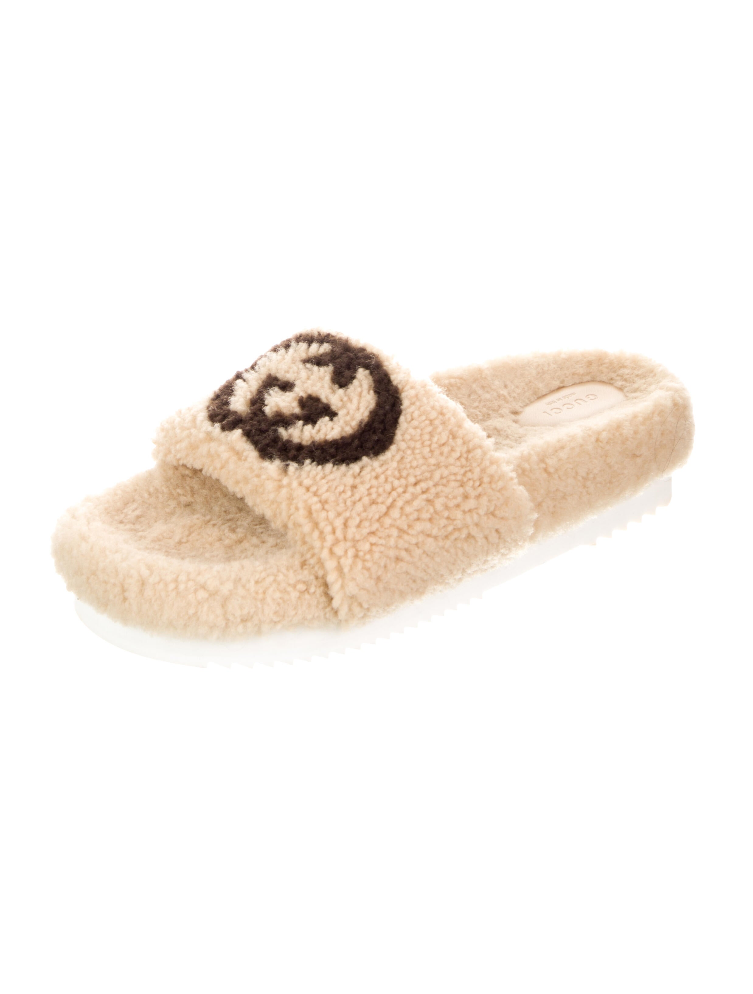 Gucci Interlocking G Logo Shearling Slides