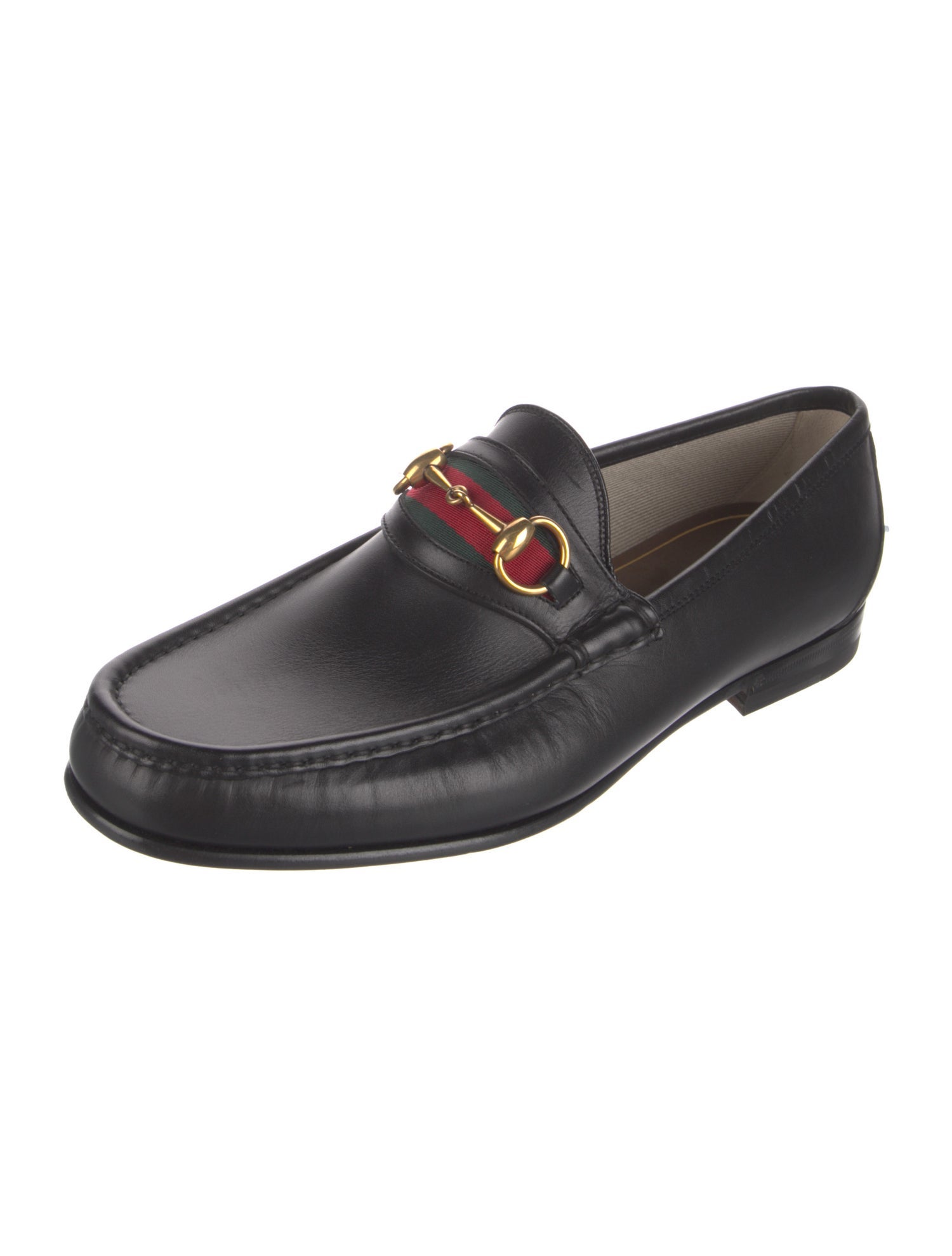 Gucci Web Accent Leather Dress Loafers