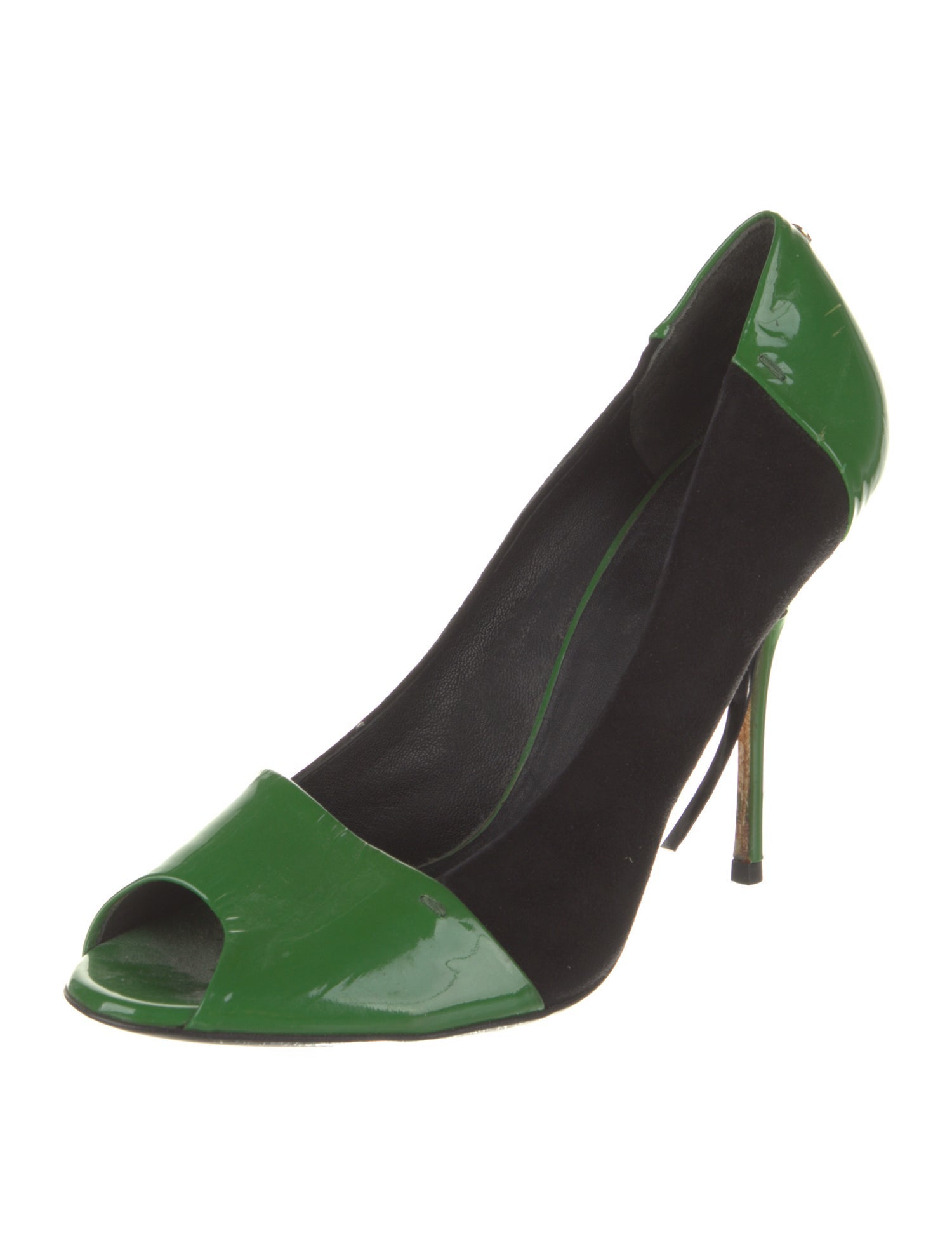 Gucci Patent Leather Colorblock Pattern Pumps