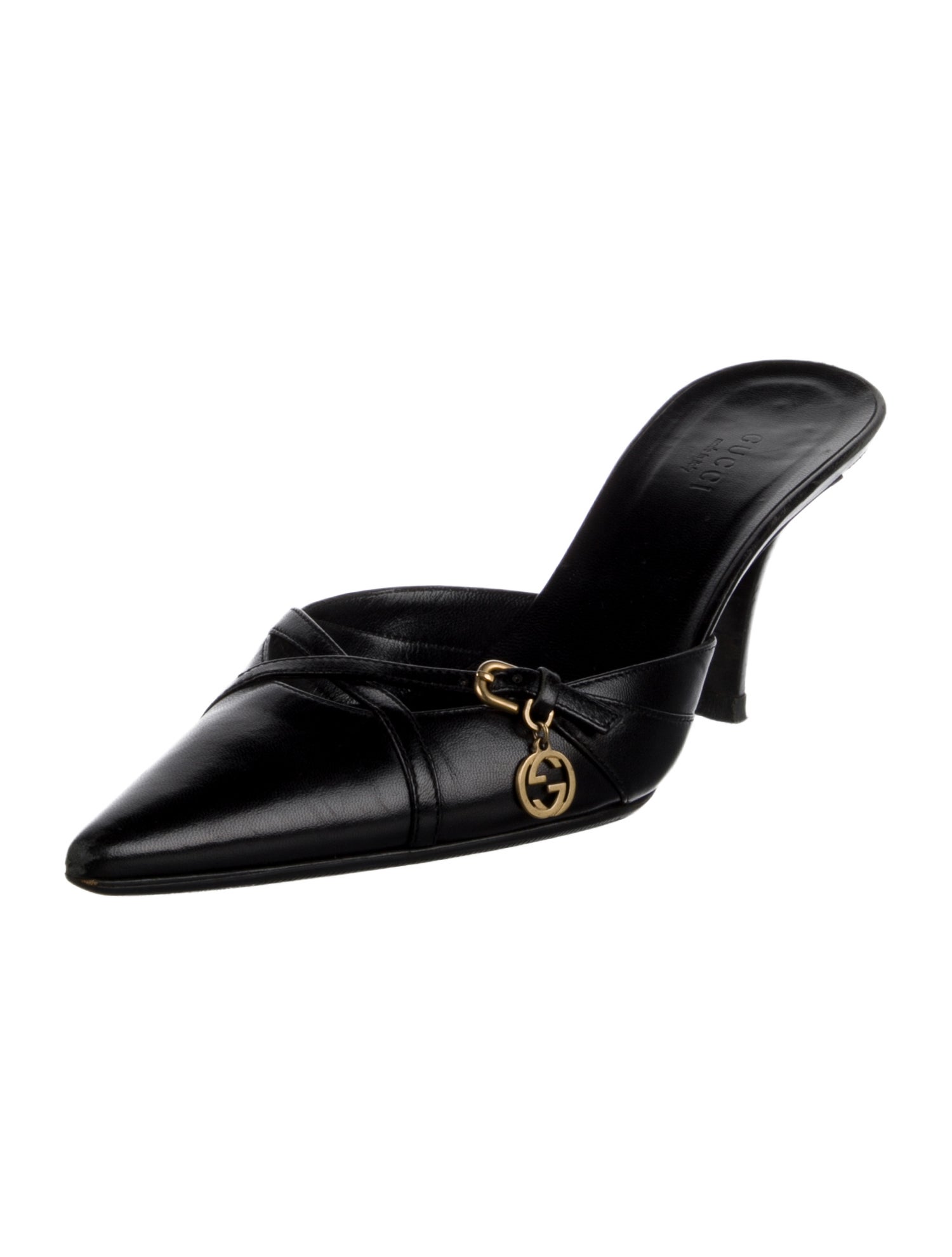 Gucci Leather Cutout Accent Mules