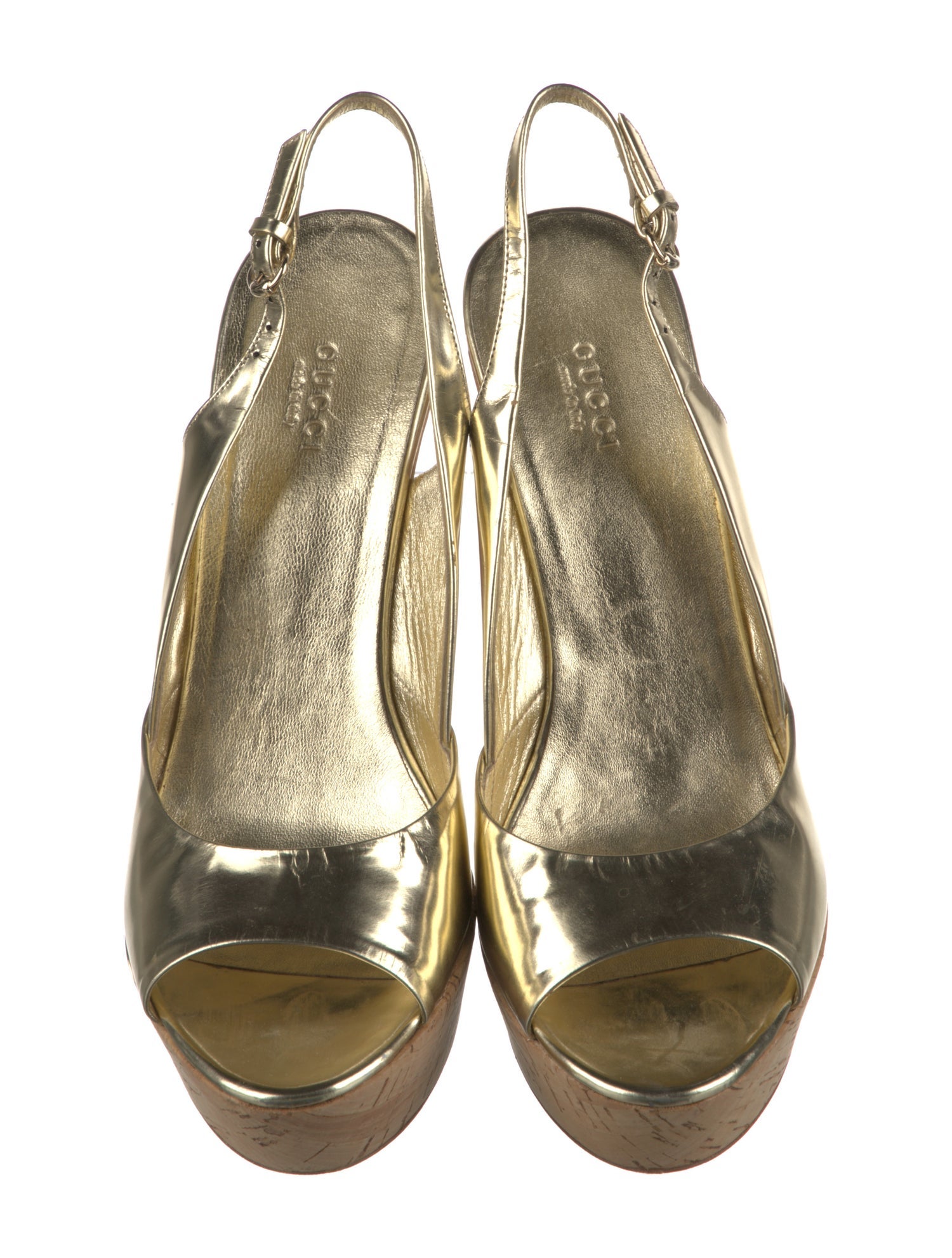 Double G Logo Patent Leather Slingback Sandals