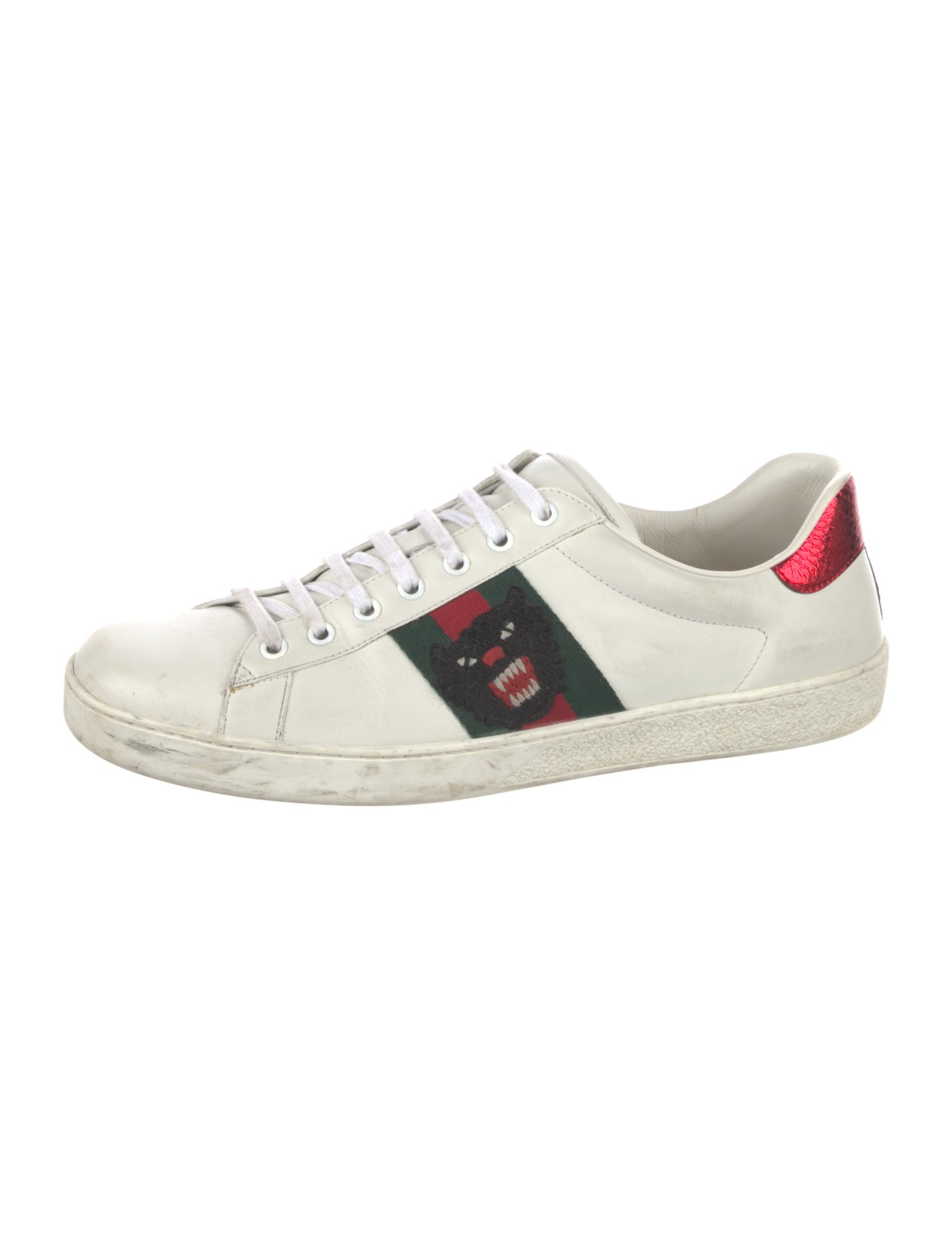 Gucci Web Accent Leather Sneakers