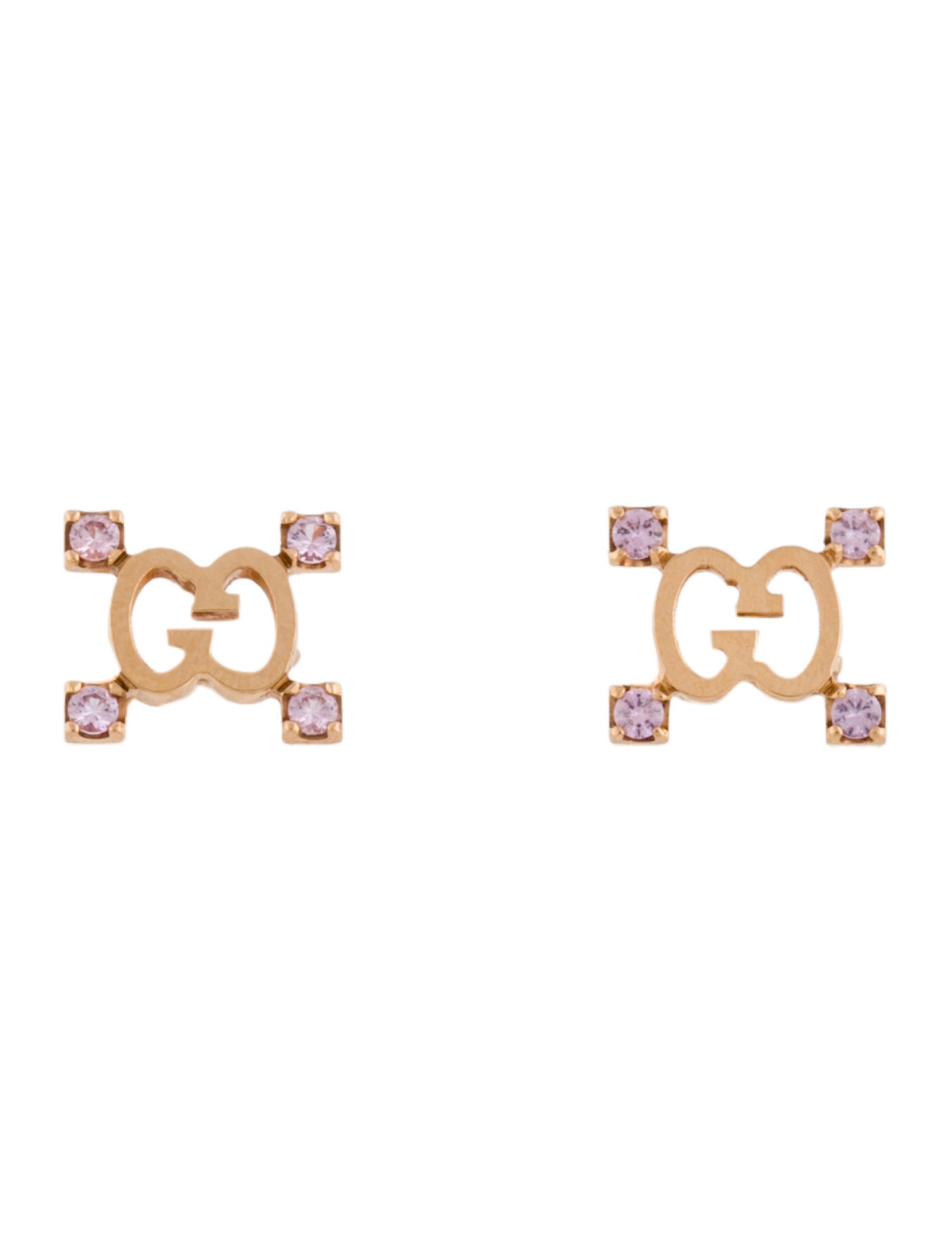 Gucci 18K Sapphire GG Stud Earrings