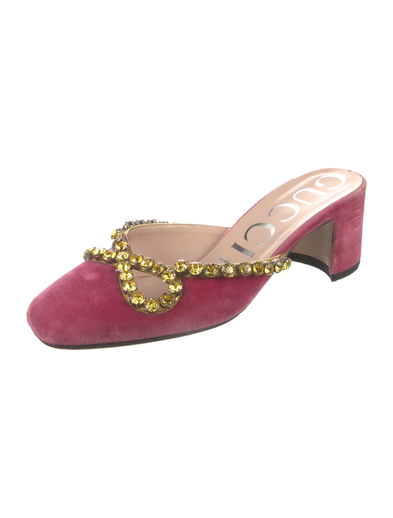 Gucci Velvet Crystal Embellishments Mules
