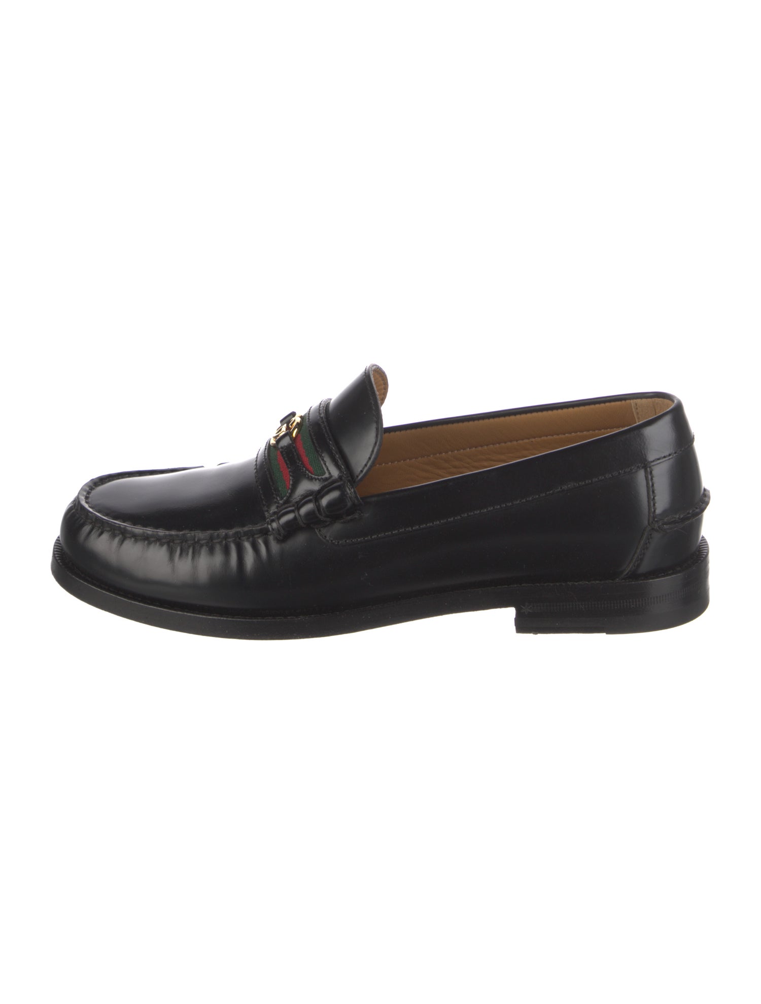 Gucci Web Accent Leather Dress Loafers