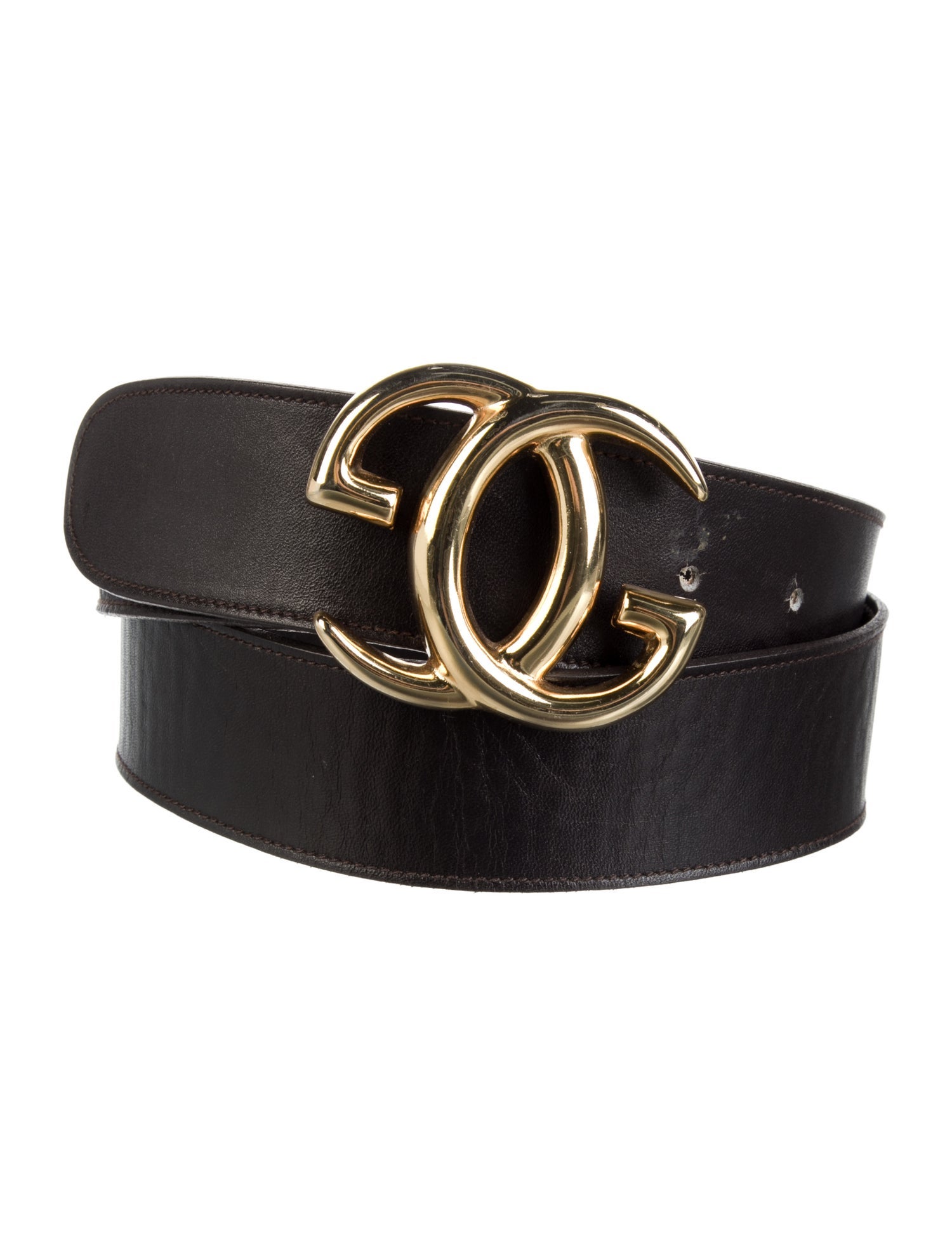 Gucci Double G Logo Leather Belt