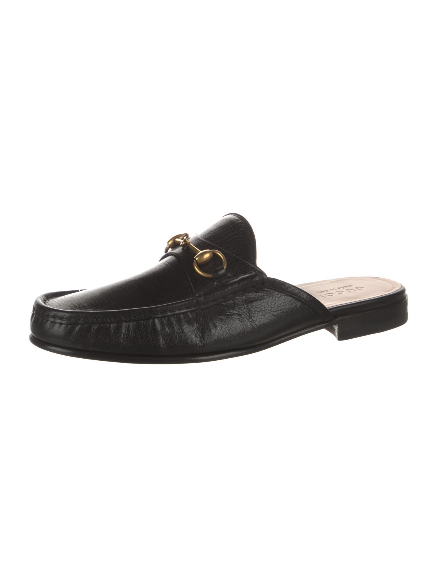 Gucci Horsebit Accent Leather Slippers