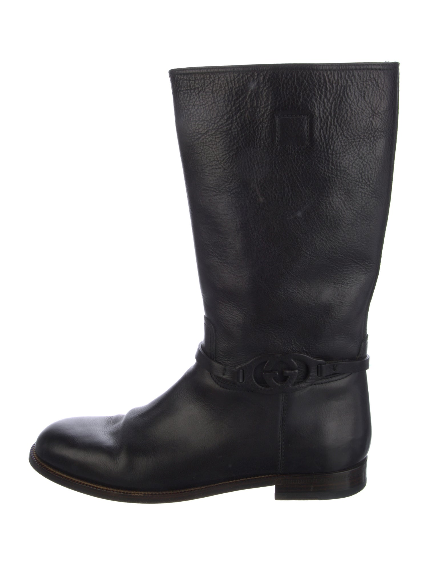 Gucci Interlocking G Logo Leather Riding Boots