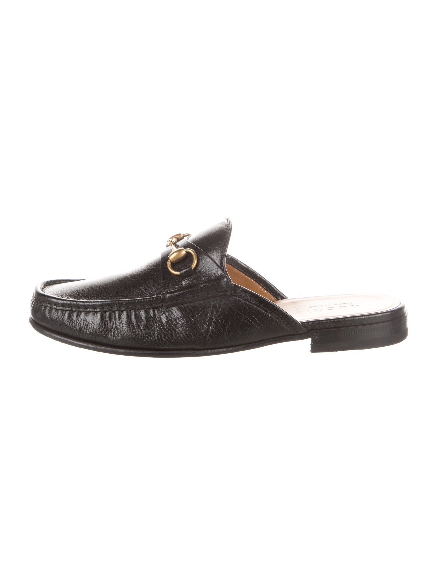 Gucci Horsebit Accent Leather Slippers