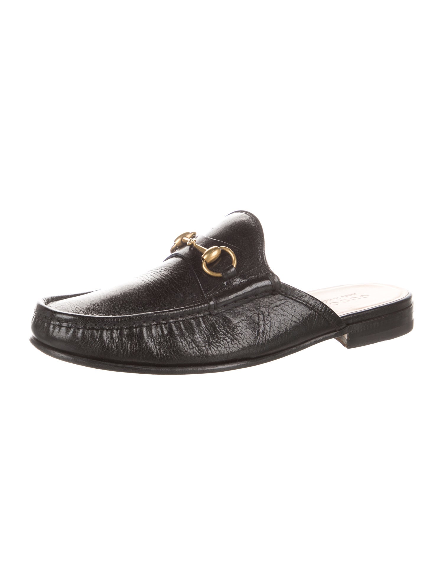 Gucci Horsebit Accent Leather Slippers