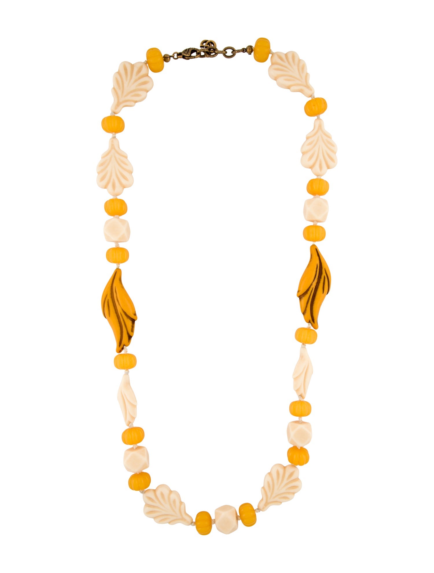 Gucci Resin Leaf Bead Strand Necklace