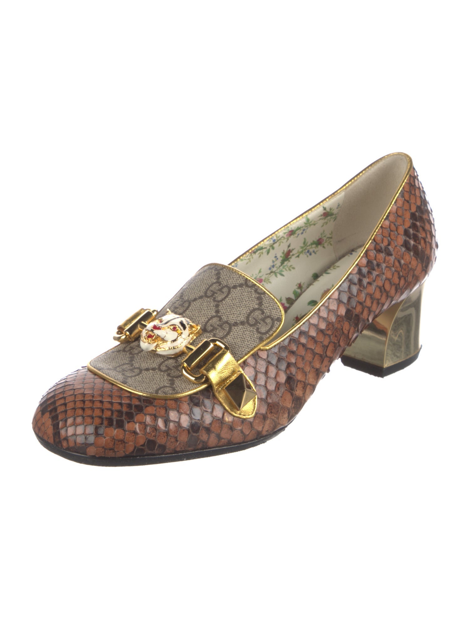 Gucci GG Supreme Snakeskin Pumps