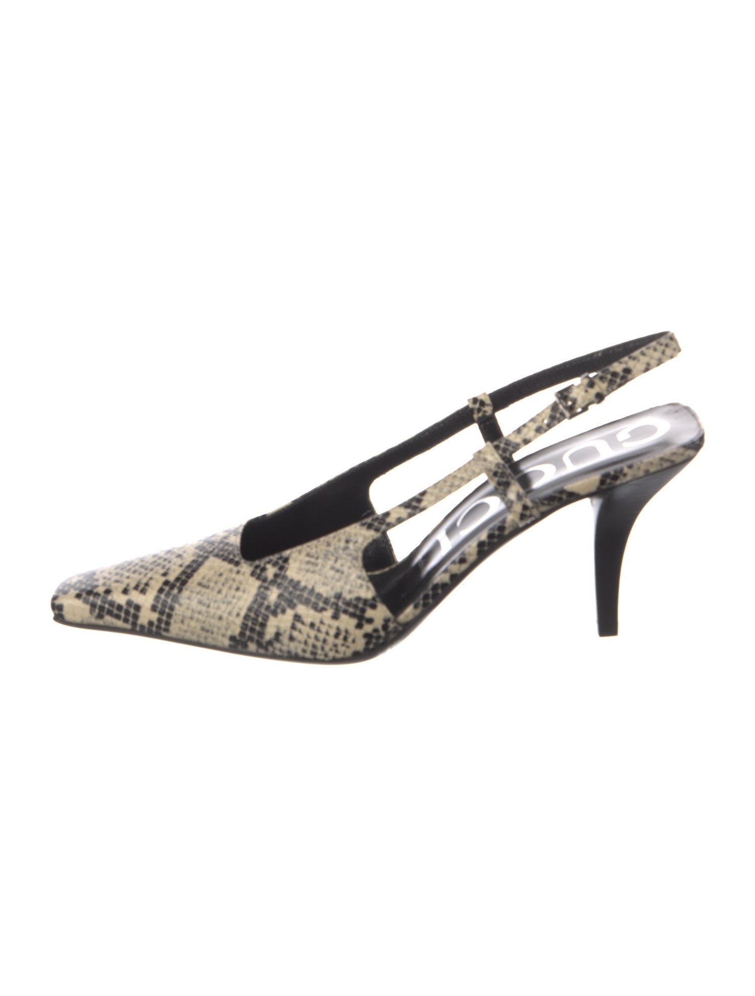 Gucci Embossed Leather Animal Print Slingback Pumps