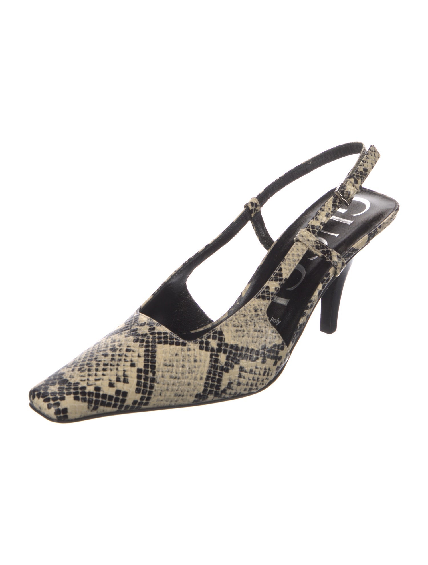 Gucci Embossed Leather Animal Print Slingback Pumps
