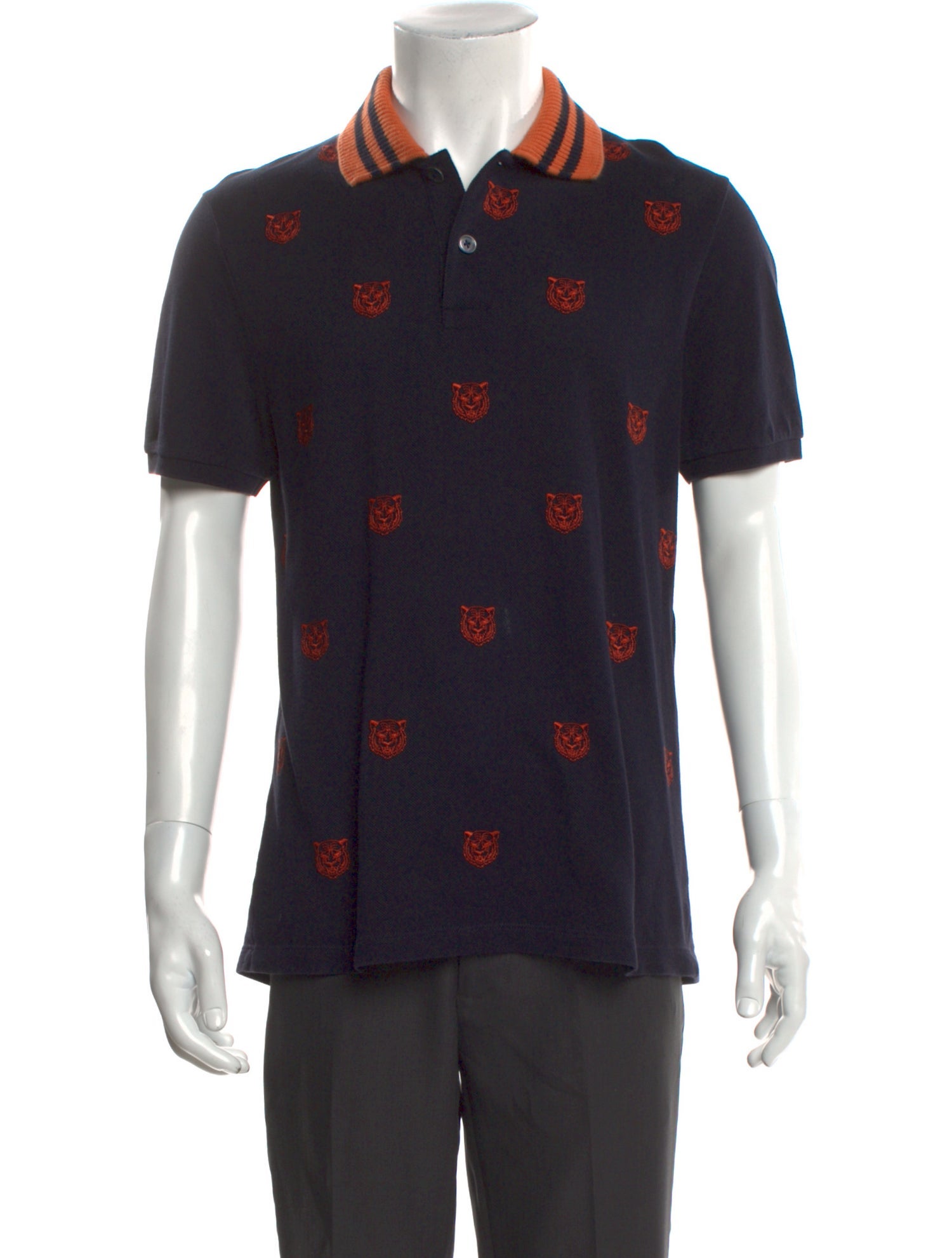 Gucci 2018 Feline Head Accent Polo Shirt